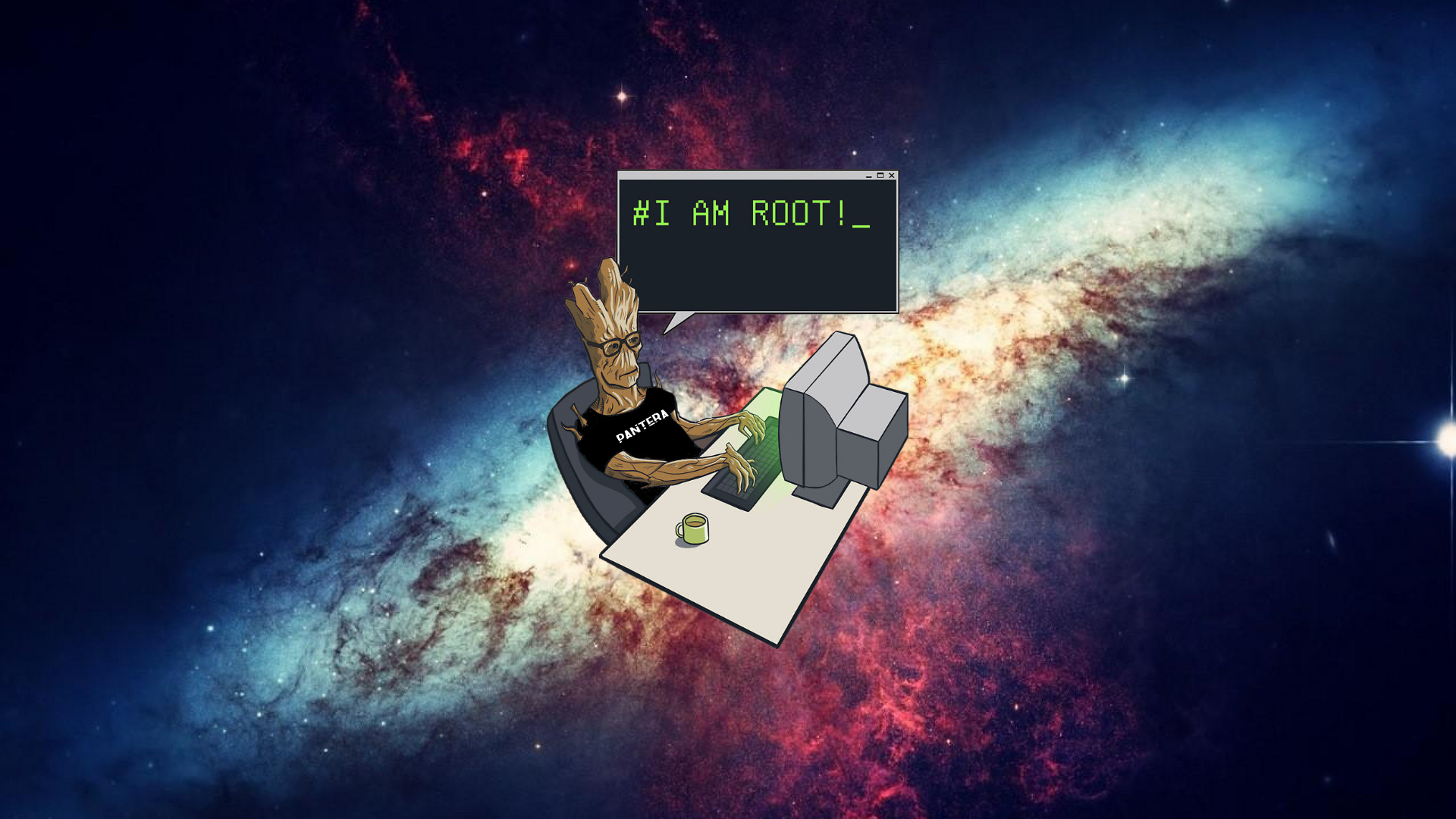 Root Groot Universe Space Mug Computer Guardians Of The Galaxy Pantera 1920x1080