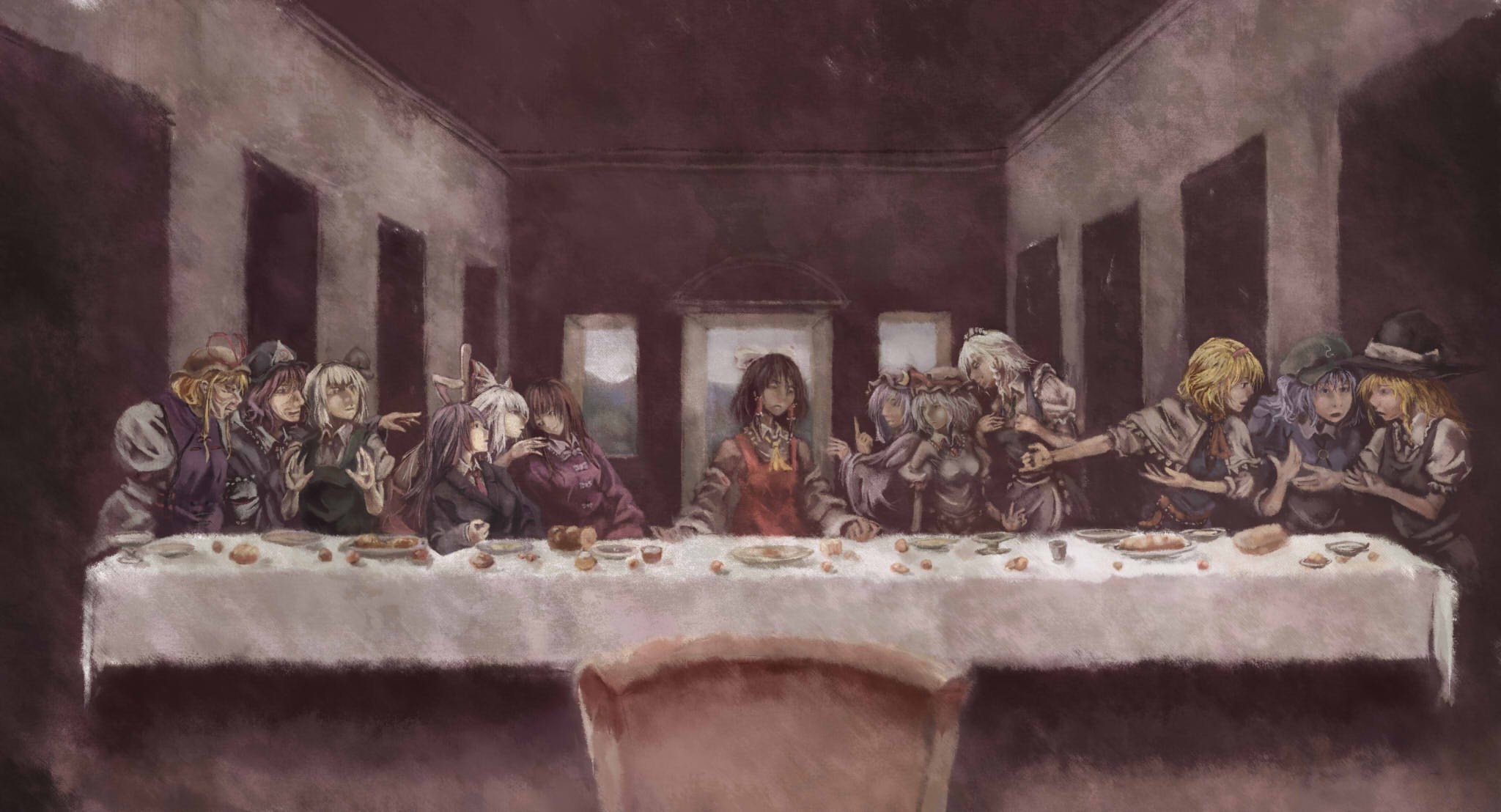 Touhou The Last Supper Fantasy Art 2048x1108