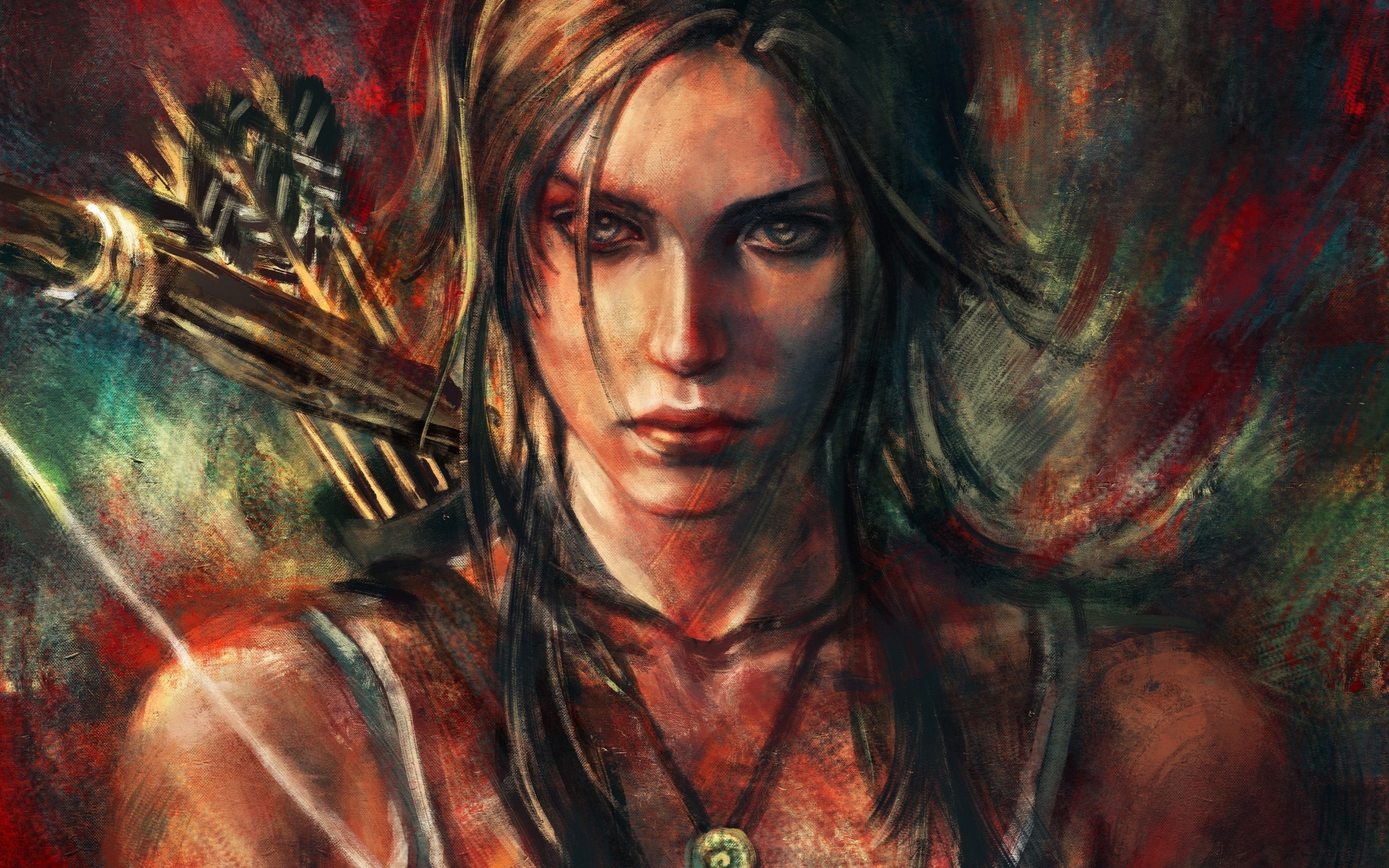 Lara Croft Tomb Raider Alicexz Archer Video Games Necklace Artwork 2560x1600