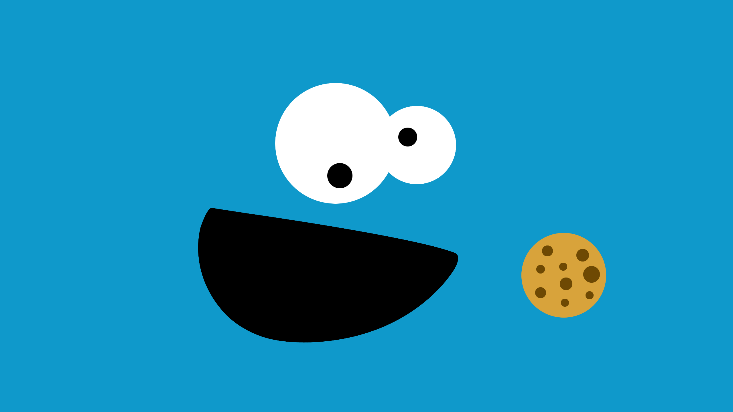 Cookie Monster Cookies Blue Blue Background Humor Simple 2560x1440