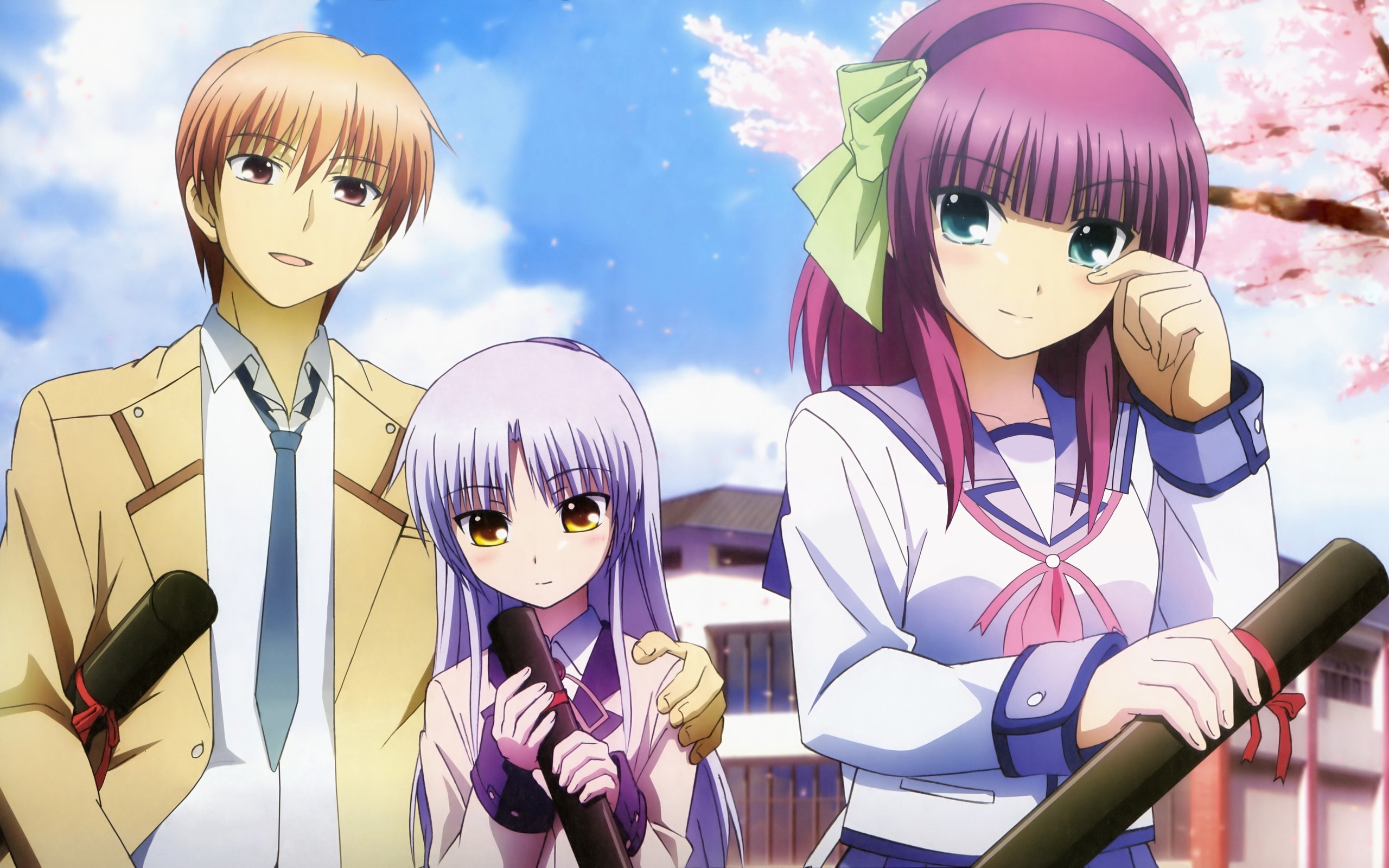 Nakamura Yuri Tachibana Kanade School Uniform Otonashi Yuzuru Anime Girls Anime 2560x1600