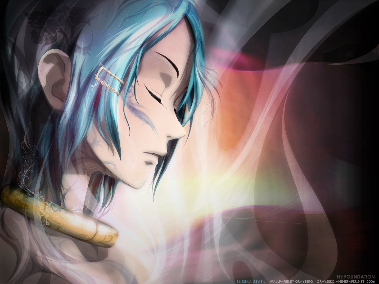 Eureka Seven Anime 2006 Year Anime Girls Blue Hair Closed Eyes Face Cyan Hair 1600x1200