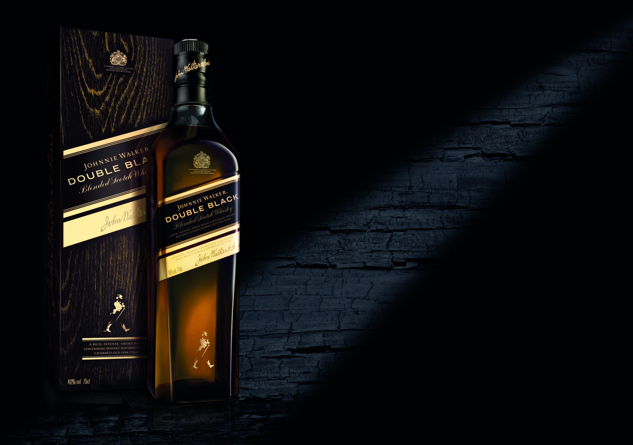 Bottles Alcohol Whisky Johnnie Walker Boxes Wall Lights Black Background 2048x1440