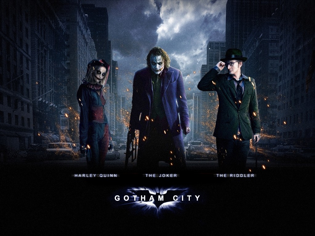 Batman Gotham City Joker City Movies Heath Ledger David Tennant Harley Quinn The Riddler 1024x768