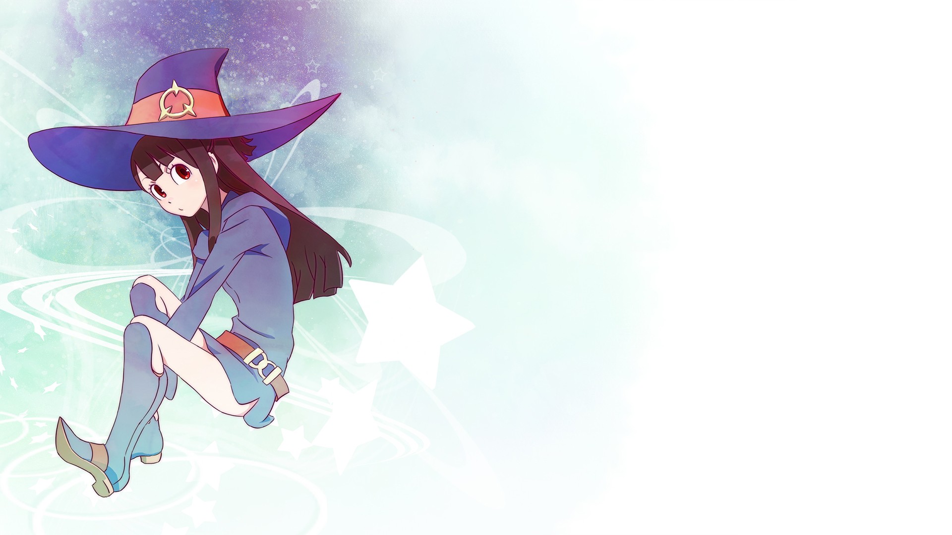 Little Witch Academia Kagari Akko Anime Girls Anime Witch Hat Simple Background 1920x1080