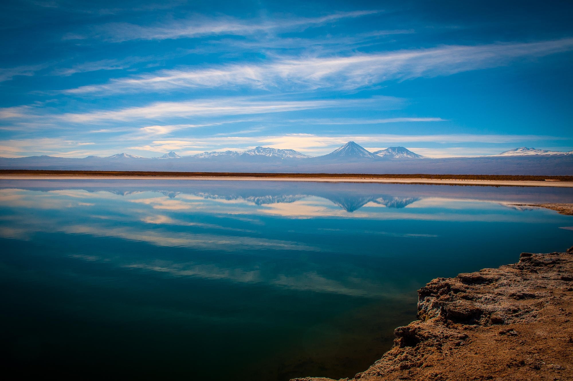 Nature Landscape Lake Mountains Water Reflection Sunset Atacama Desert Chile Clouds 2000x1328