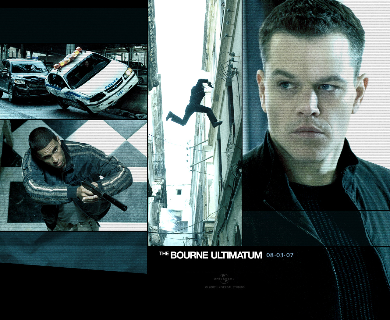 Movies Matt Damon The Bourne Ultimatum Collage 2007 Year 1280x1050