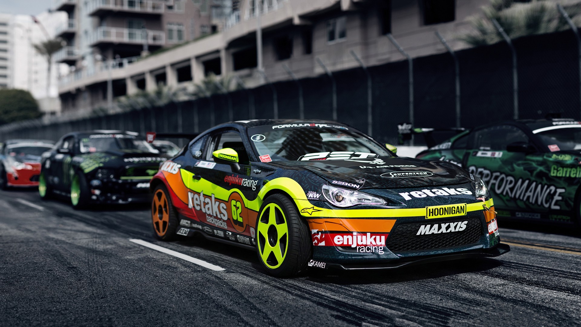 Drift Racing Scion Scion FR S Race Cars Car Vehicle Toyota Toyota 86 Toyobaru Front Angle View Color 1920x1080