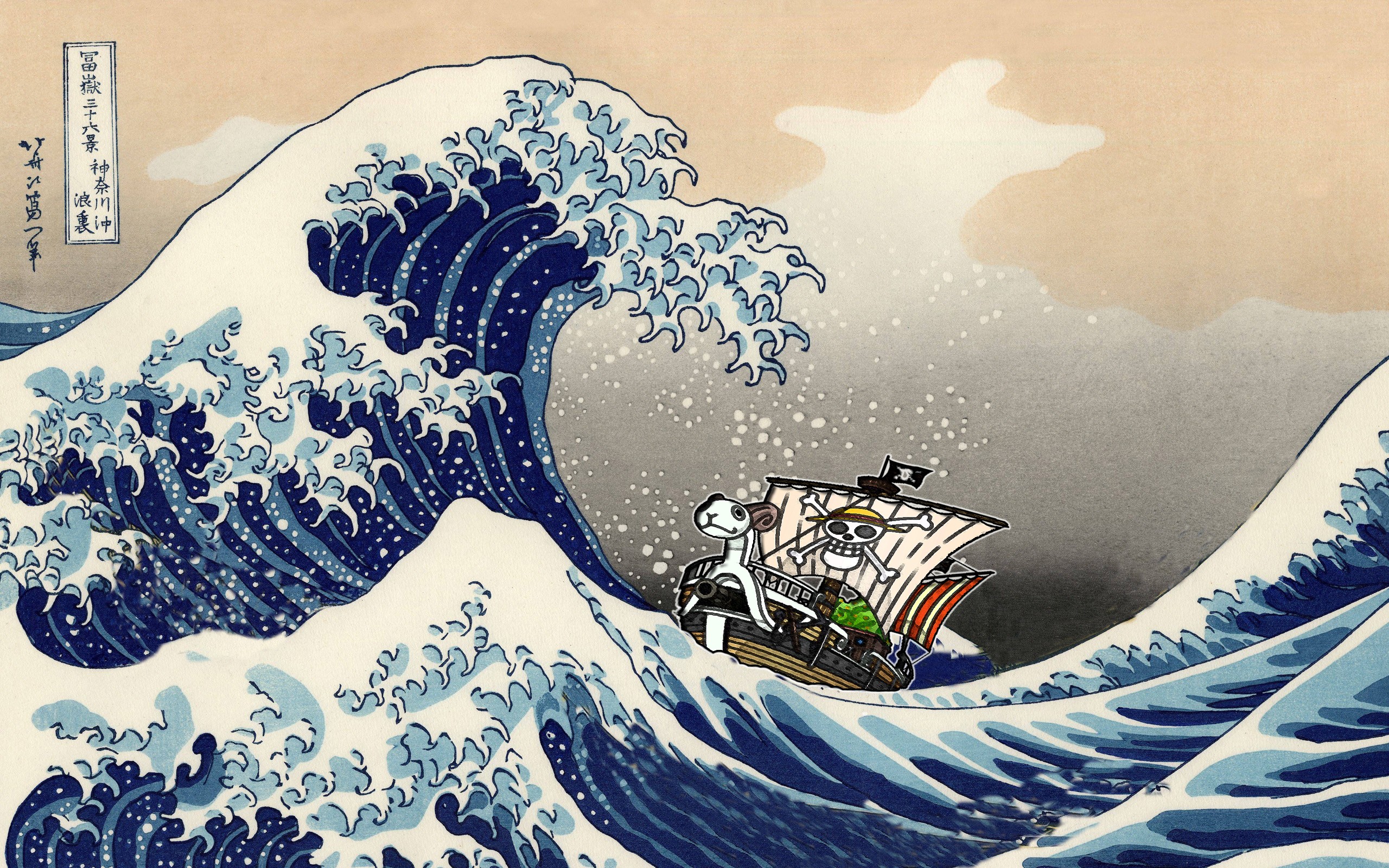 The Great Wave Off Kanagawa Anime Asia Waves Artwork Sea Japan Ship 2560x1600