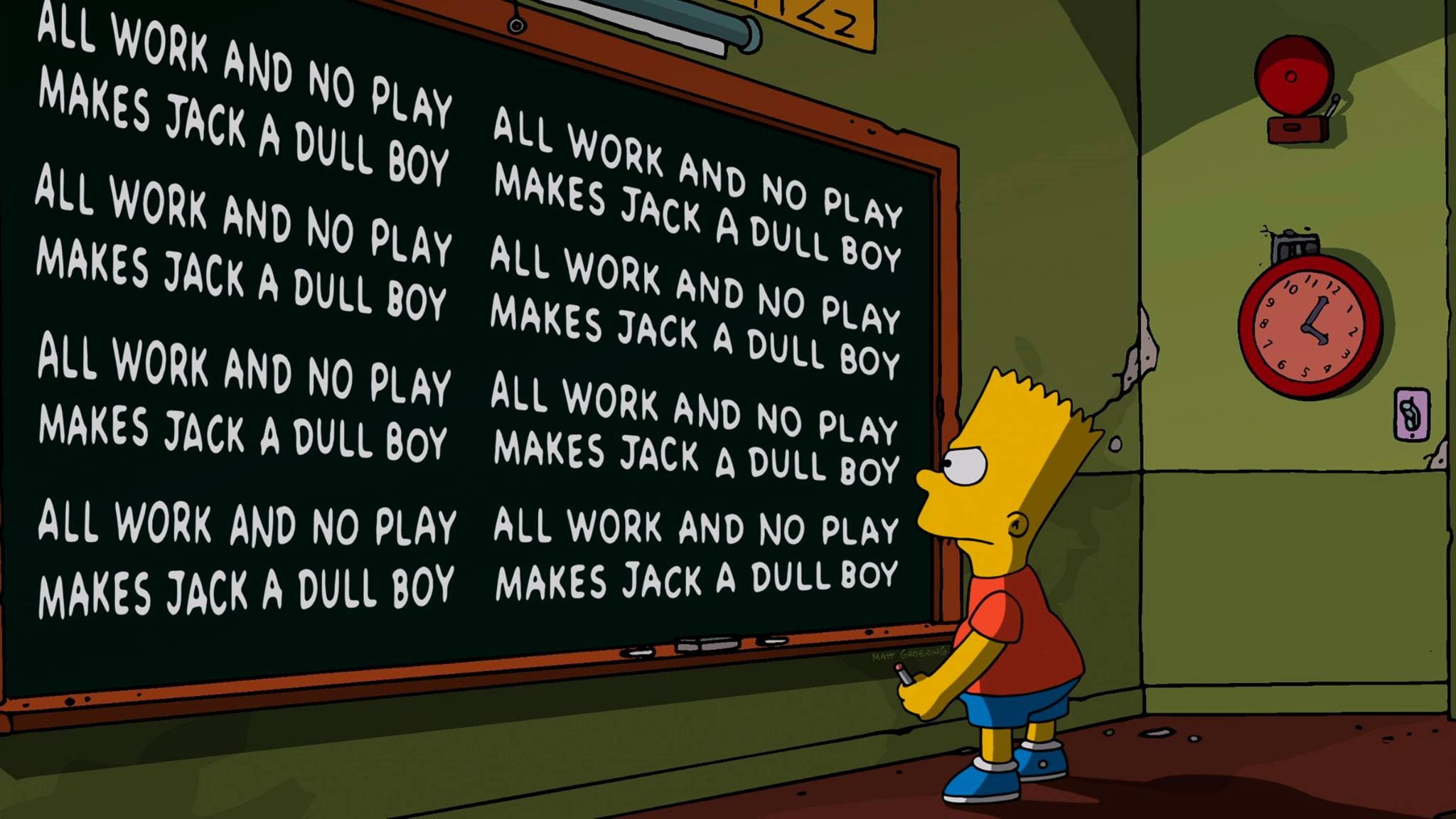 The Simpsons Bart Simpson Chalkboard Cartoon Humor The Shining 2048x1152