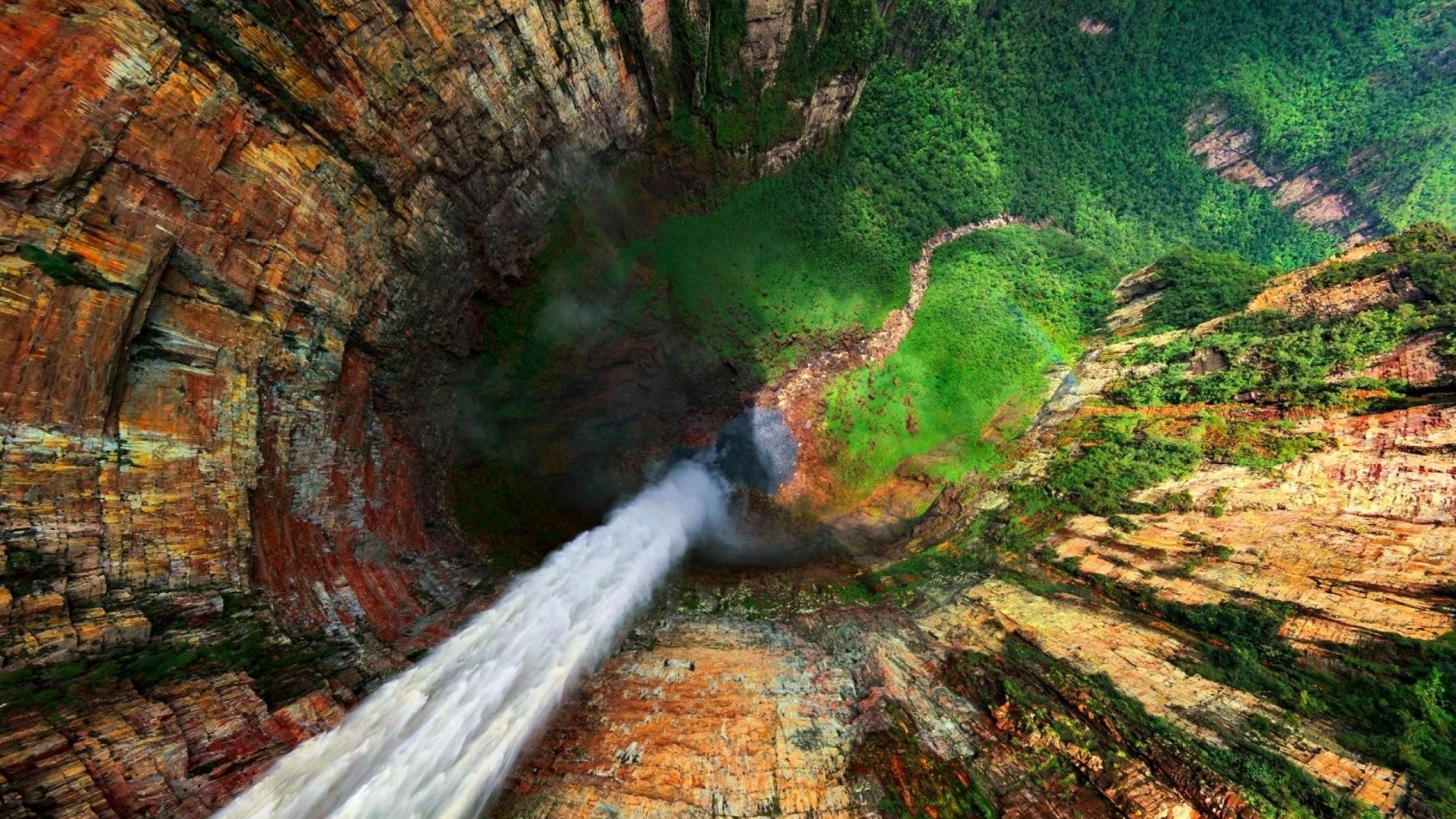 Venezuela Waterfall Landscape Nature Mount Roraima Canyon Forest 1920x1080