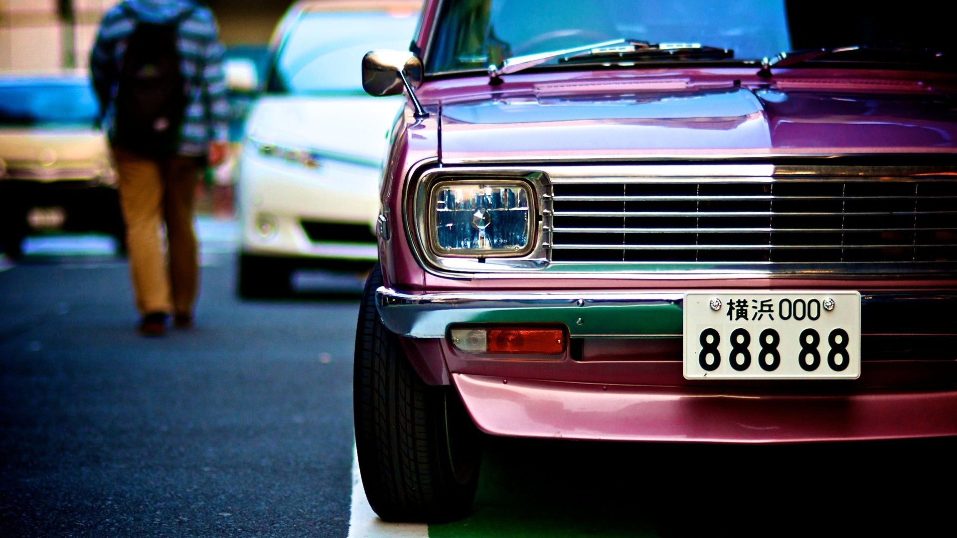 Car Datsun Numbers Vehicle Asia Pink Cars 1920x1080