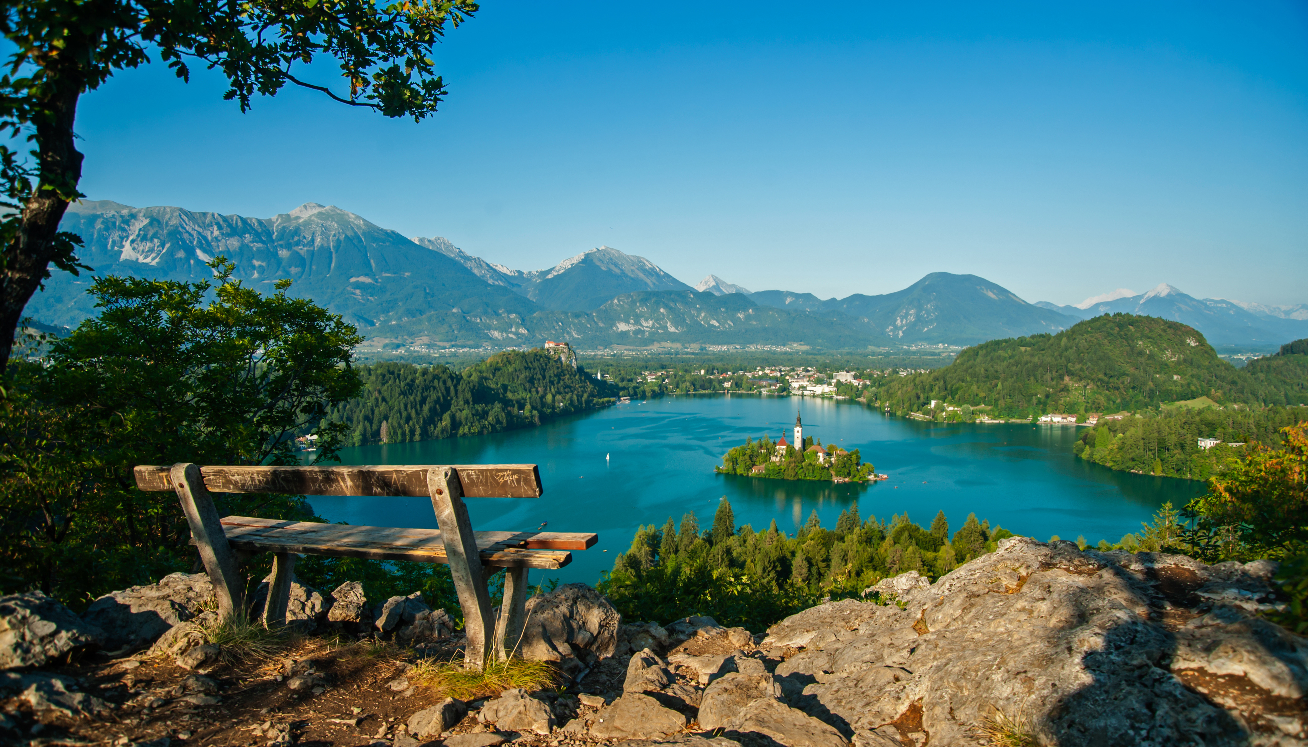 Lake Lake Bled Bench Assumption Of Mary Church Landscape 4172x2384