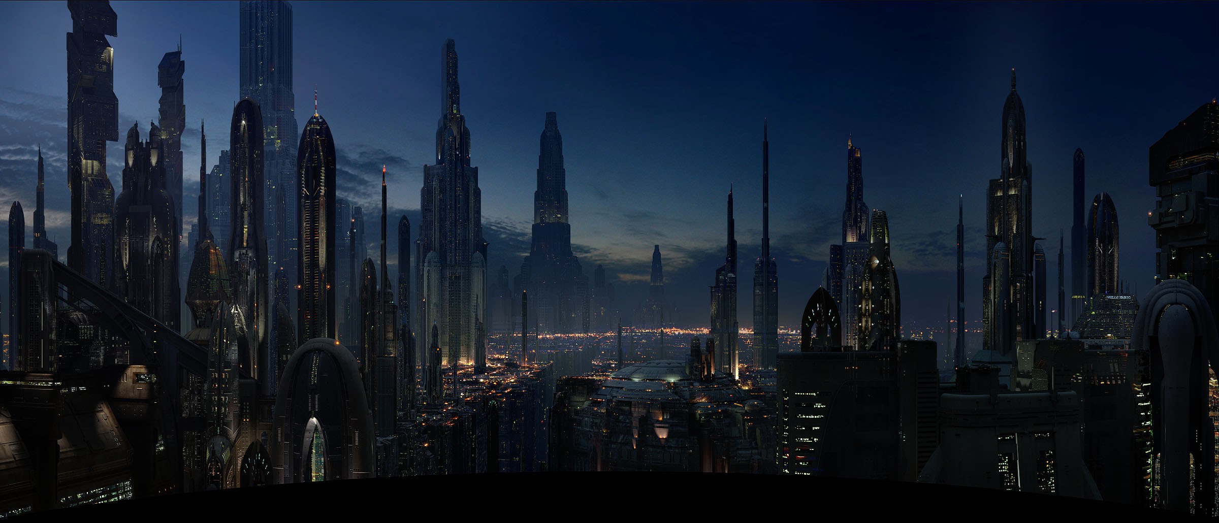 Movies Coruscant Star Wars Cityscape Futuristic City 2400x1030