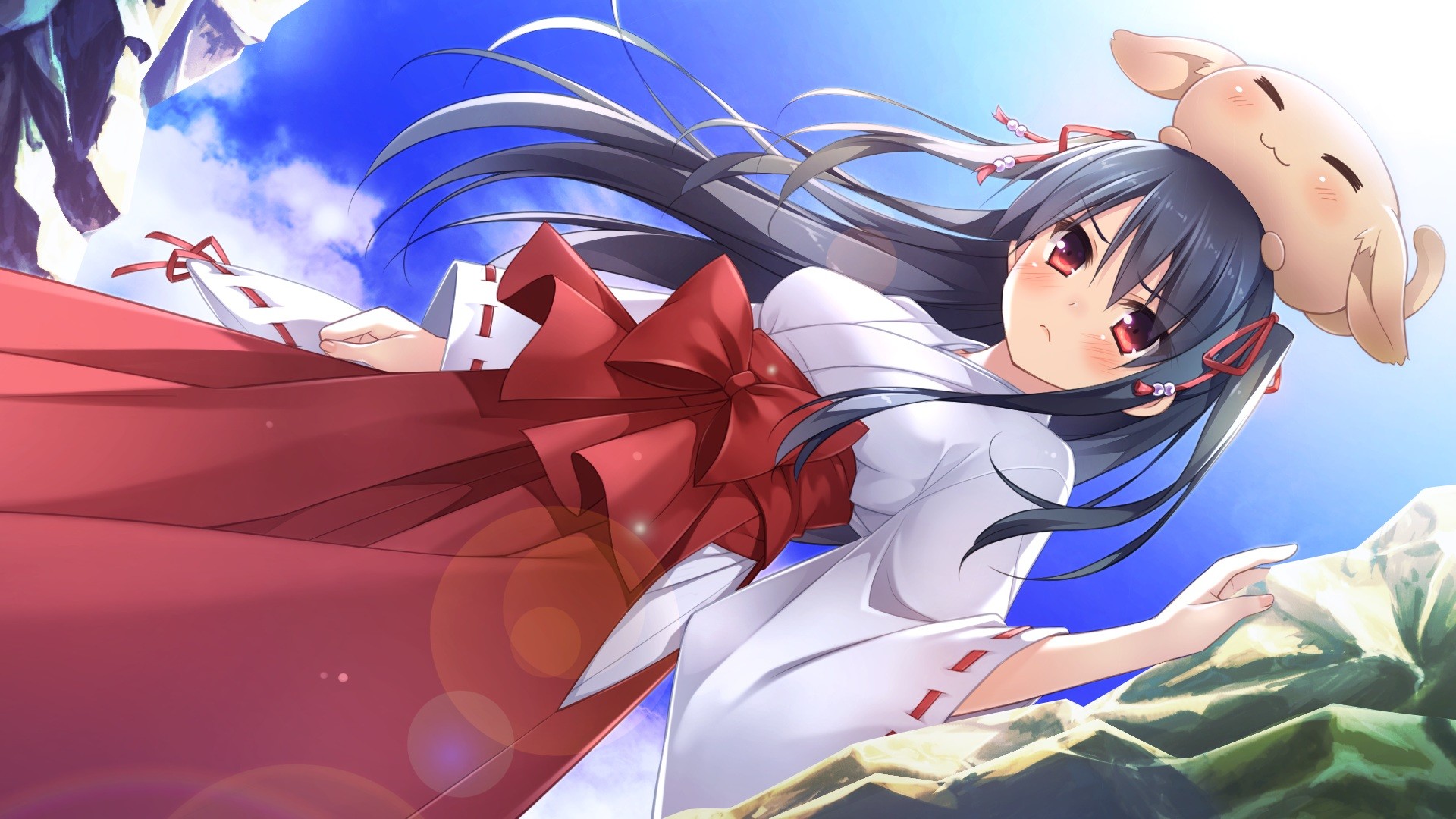 Amakoi Syrups Anime Girls Visual Novel Miko Shrine Maidens Black Hair Red Eyes 1920x1080