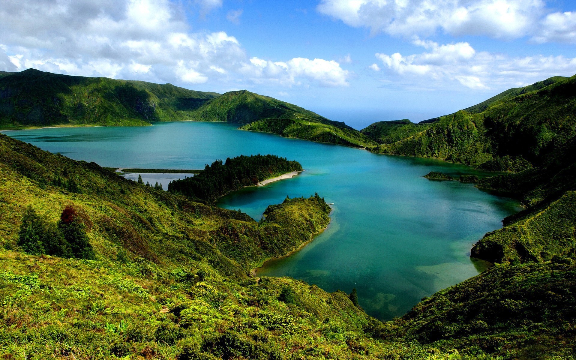 Lake Nature Landscape Azores 1920x1200