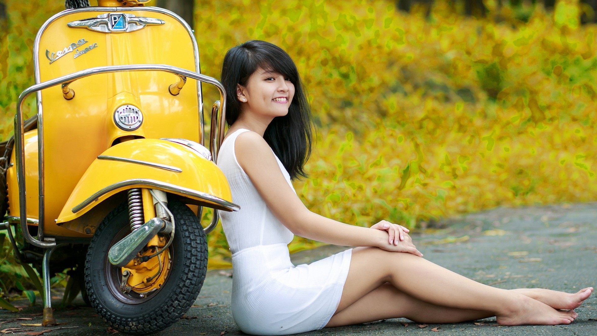 Asian Vespa Yellow White Dress Wallpaper - Resolution:1920x1080 - ID:76746 ...