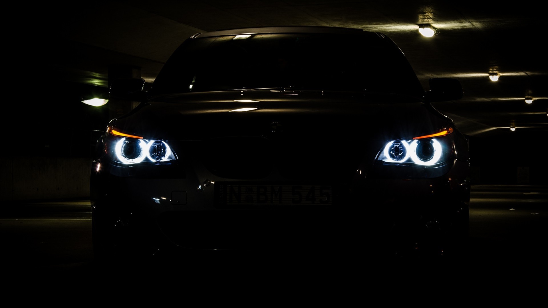 Car BMW Dark Vehicle BMW E60 BMW 5 Series Frontal View 1920x1080