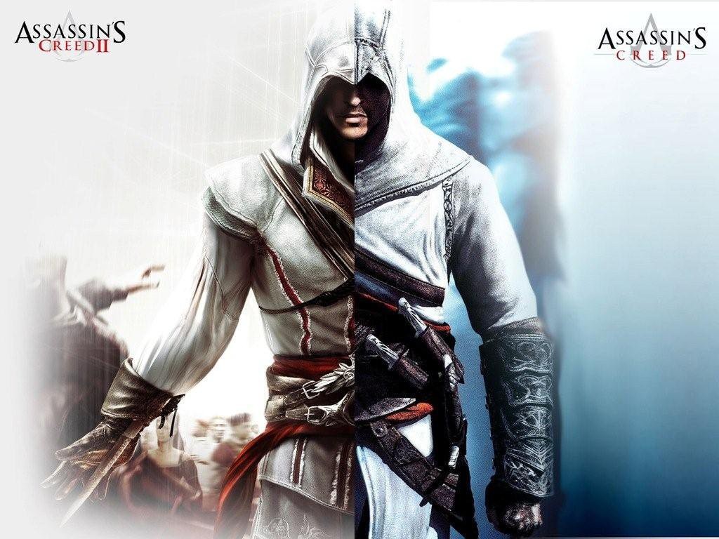 Assassins Creed Assassins Creed 2 Ezio Auditore Da Firenze Altair Ibn LaAhad Video Games Logo 1024x768