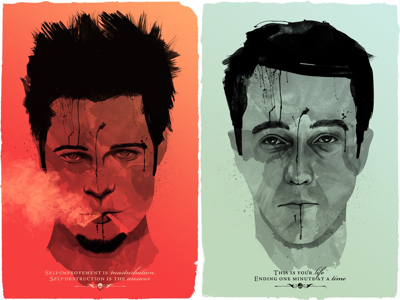 Movies Fight Club Tyler Durden Brad Pitt Edward Norton 1999 Year 1600x1200