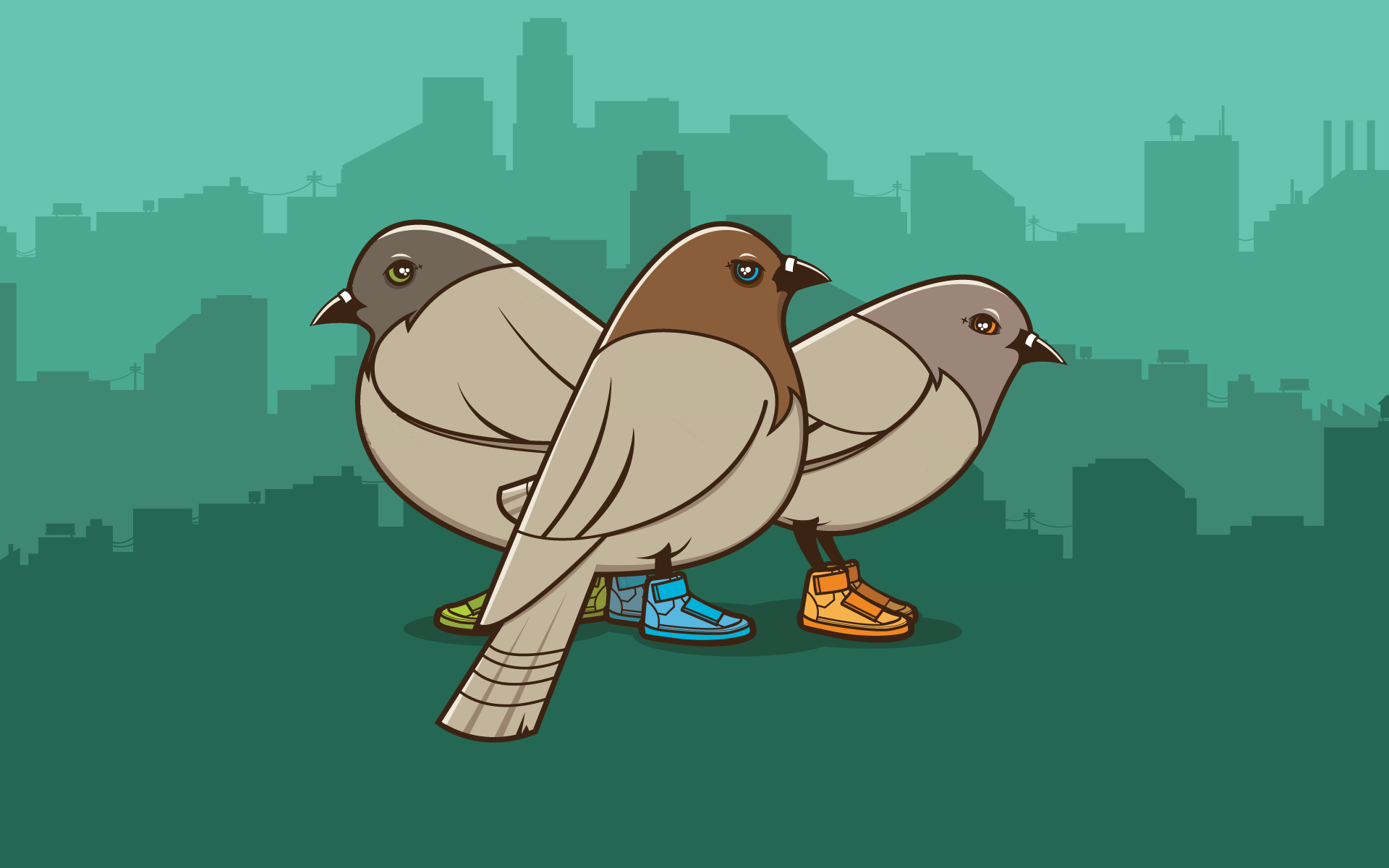 Pigeons Birds Shoes Skyline Jared Nickerson Simple Simple Background Artwork 1920x1200