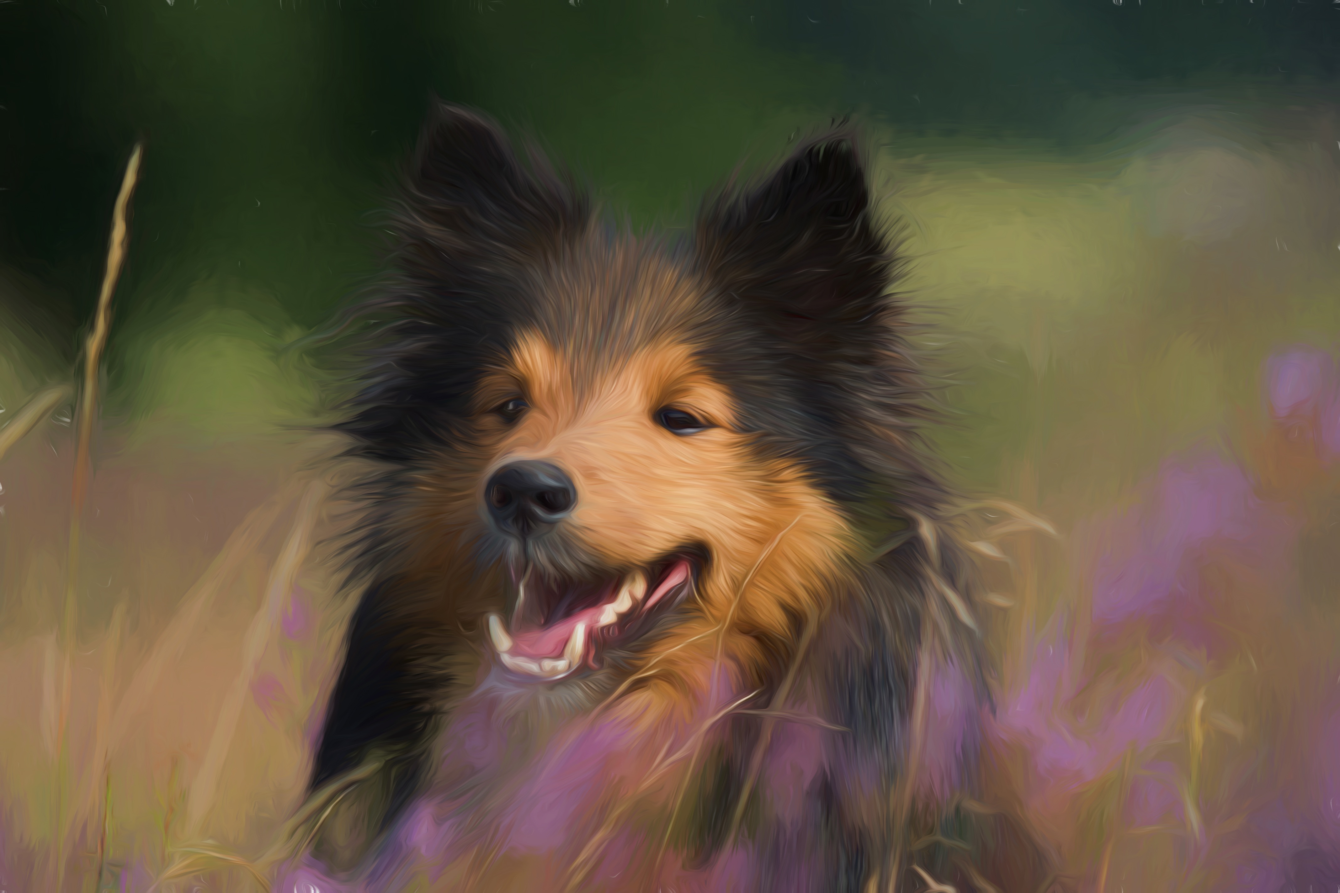 Dog Shetland Sheepdog Painting Artistic Pet Oil Painting 4272x2848