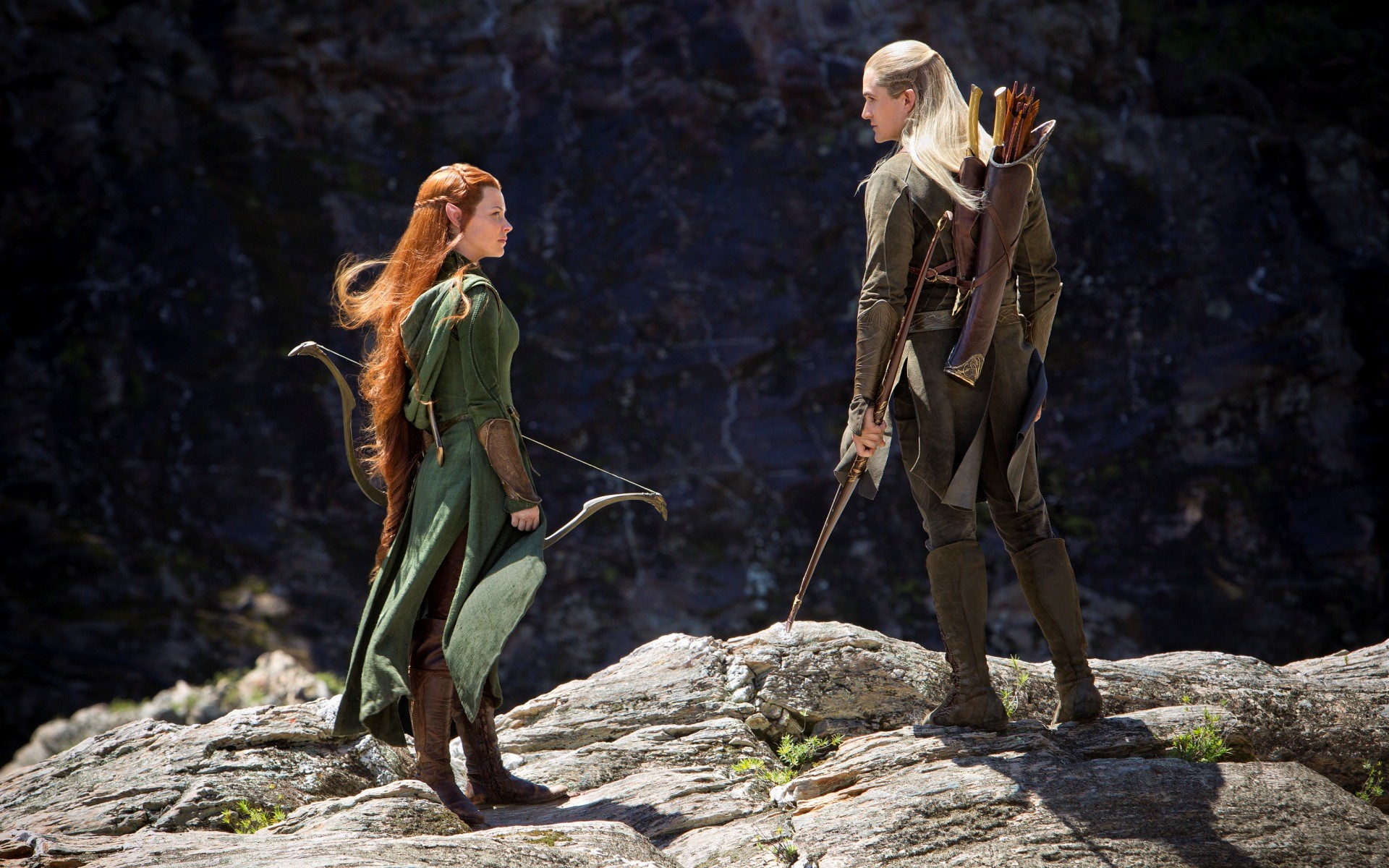 The Hobbit Tauriel Legolas Redhead Movies Evangeline Lilly Orlando Bloom The Hobbit The Desolation O 1920x1200