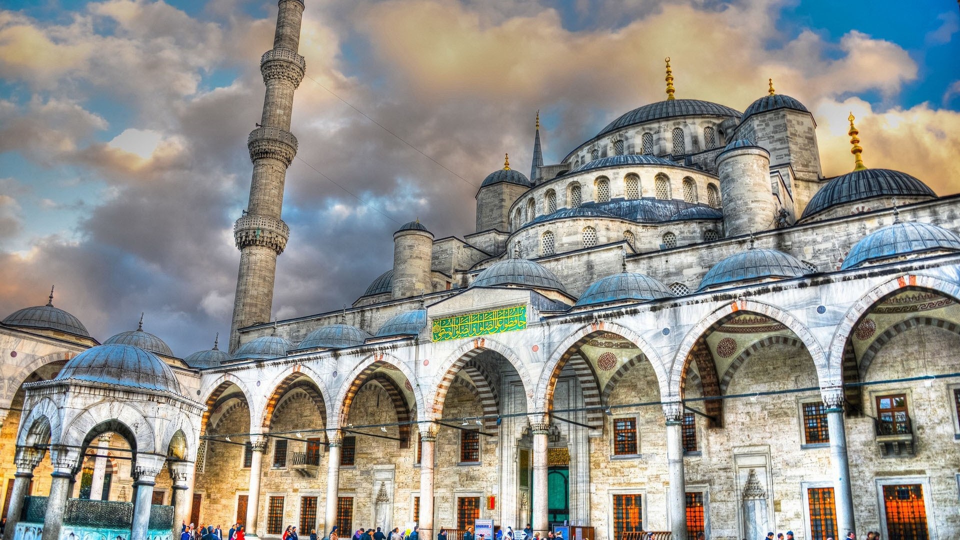 Sultan Ahmed Mosque Istanbul Turkey Islamic Architecture Clouds Old Building Architecture 1920x1080