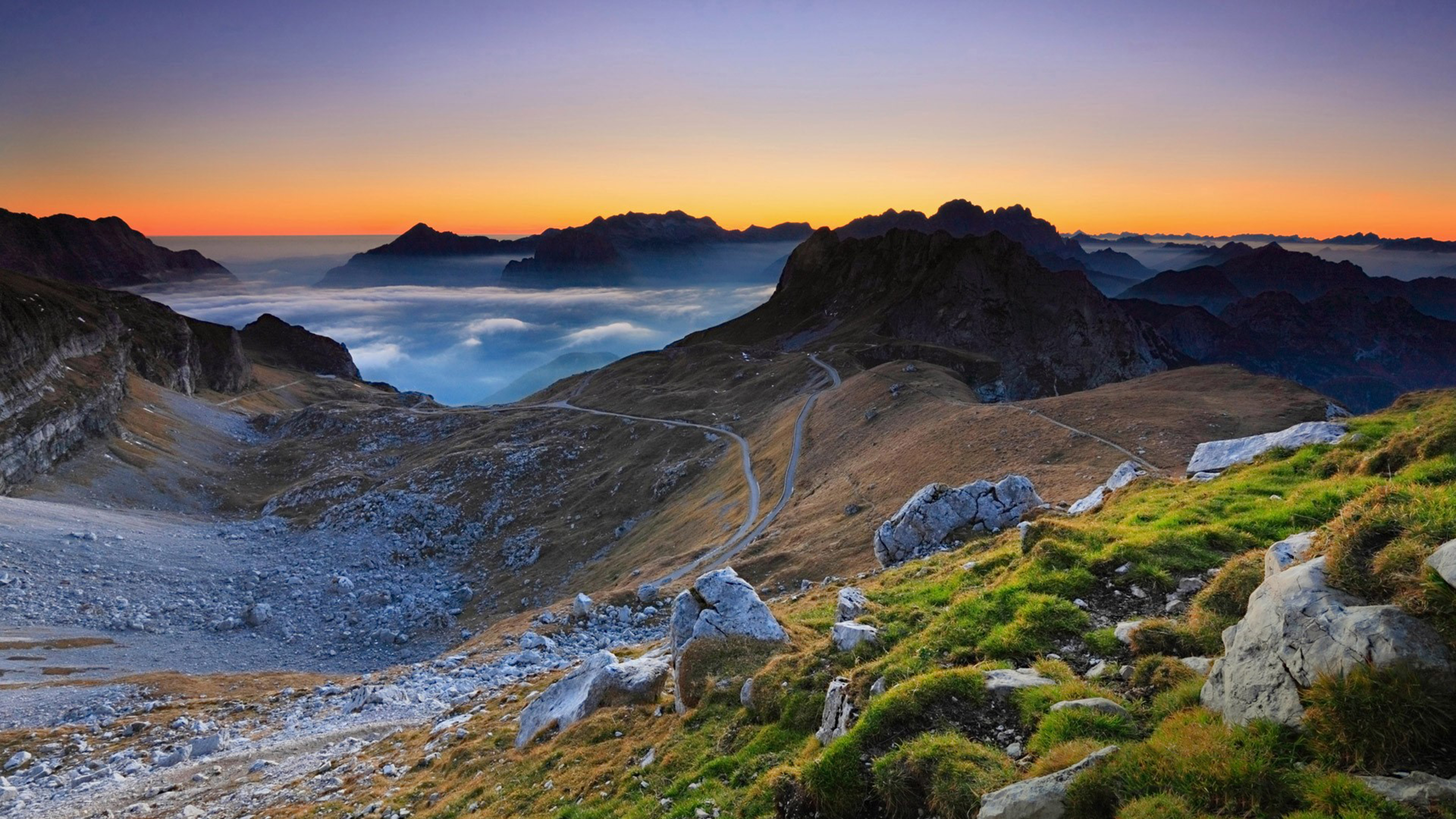 Alps Mountain Sunset Fog 3840x2160