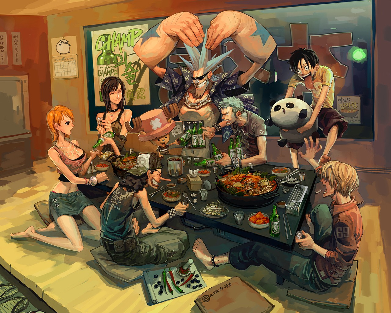 One Piece Strawhat Pirates Anime Nami Nico Robin Franky Tony Tony Chopper Usopp Sanji Roronoa Zoro M 1280x1024