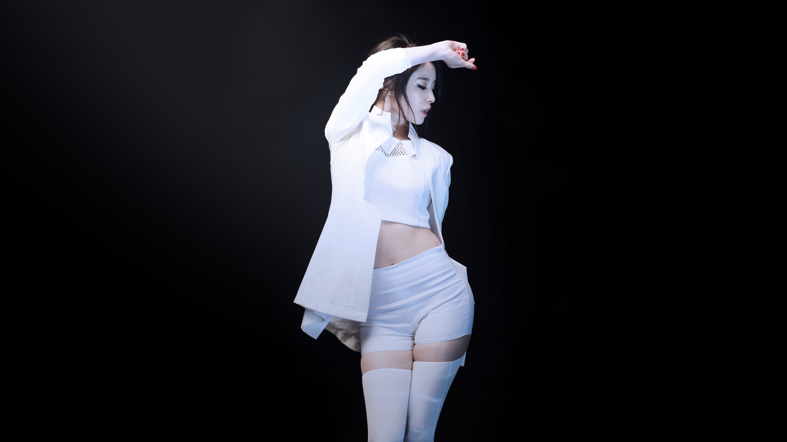 K Pop Jiyeon T Ara Korean Asian Women Stage Shots Shorts Crop Top Brunette 2672x1503