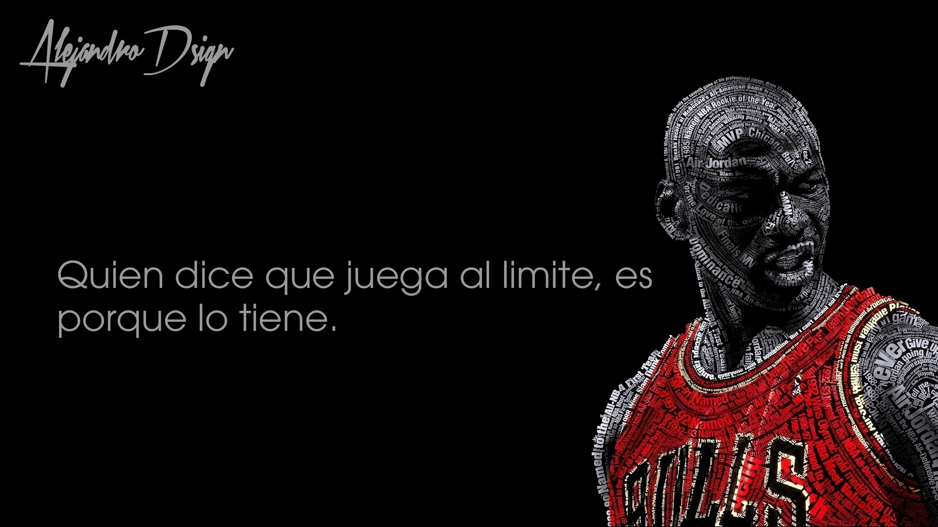 Typographic Portraits Michael Jordan Basketball Chicago Bulls Black Background Quote 1920x1080