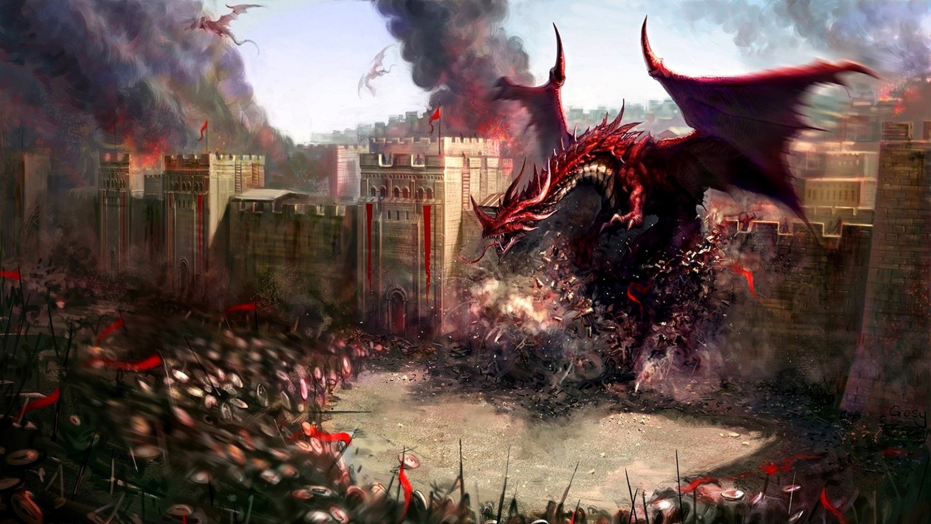 Dragon Fantasy Art Creature Battle 1920x1080