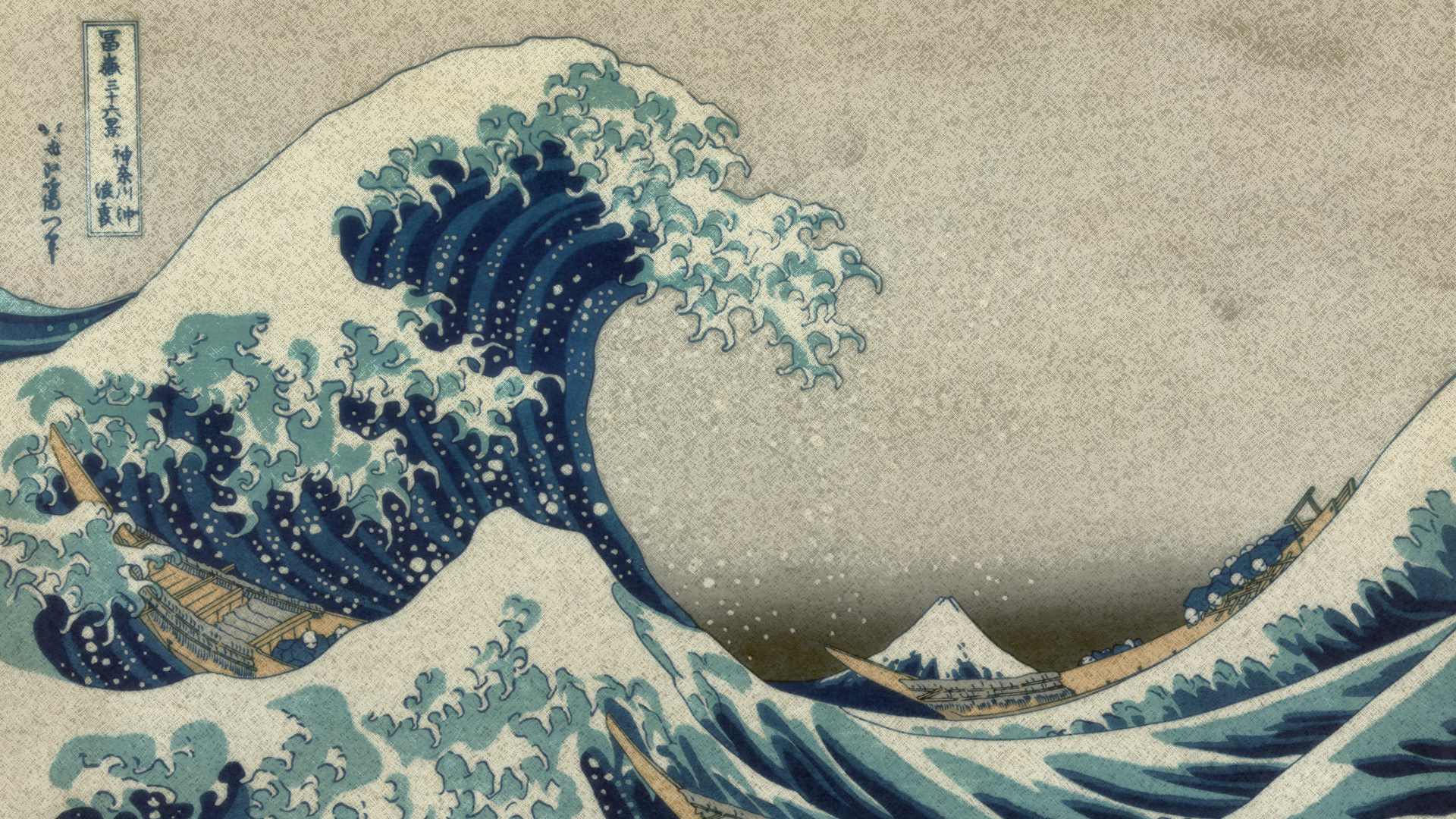 Mount Fuji The Great Wave Off Kanagawa Hokusai Wood Block 1920x1080