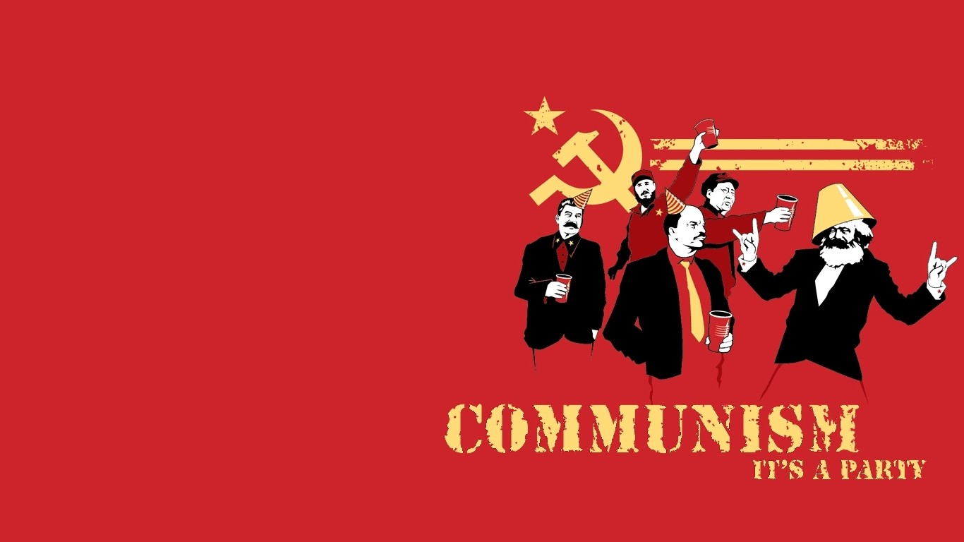Founding Fathers Of Communism Humor Communism Red Background Typography Minimalism 1366x768