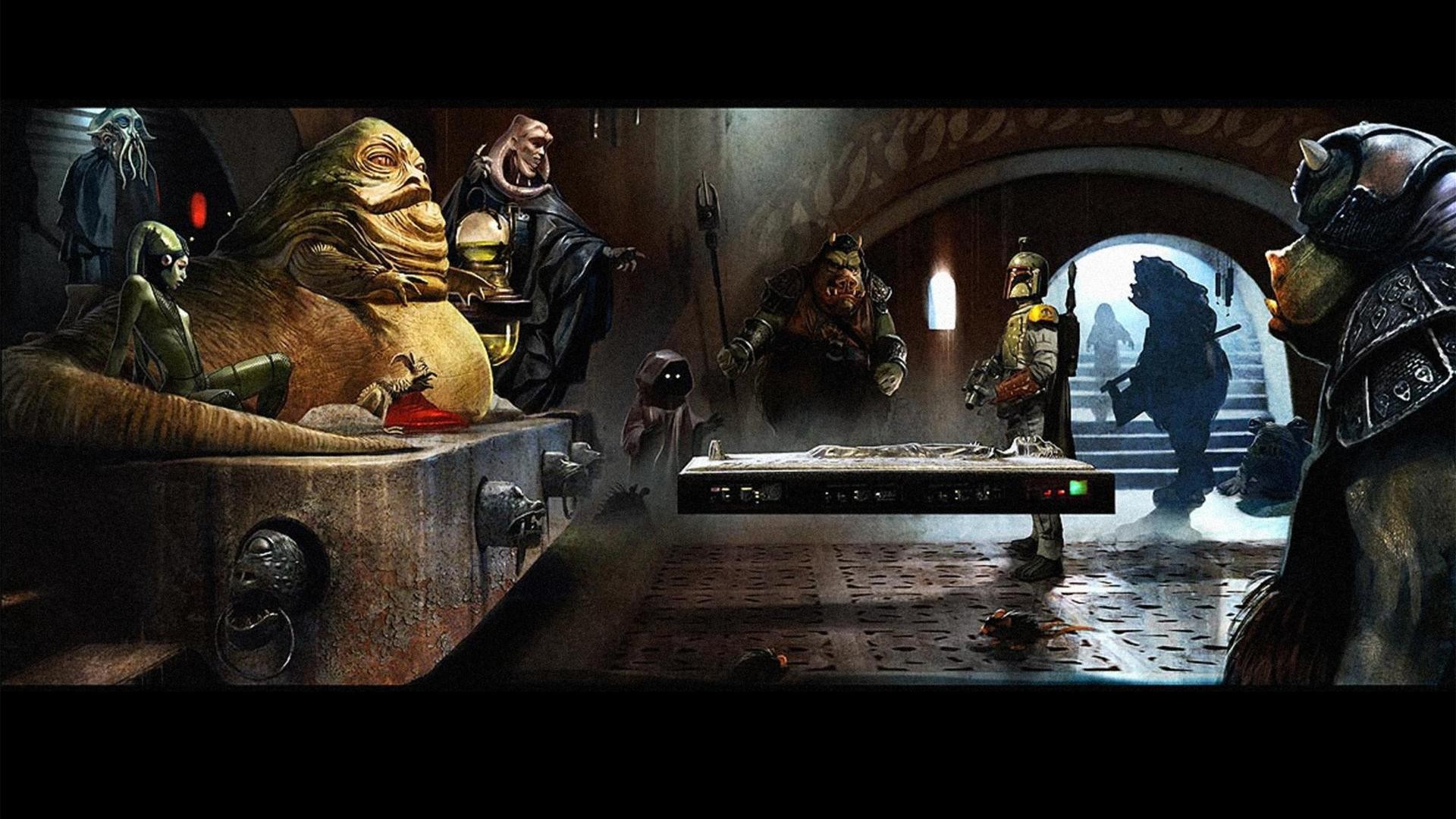 Star Wars Jabba The Hut Gamorrean Guard Artwork Star Wars Villains Boba Fett 1920x1080