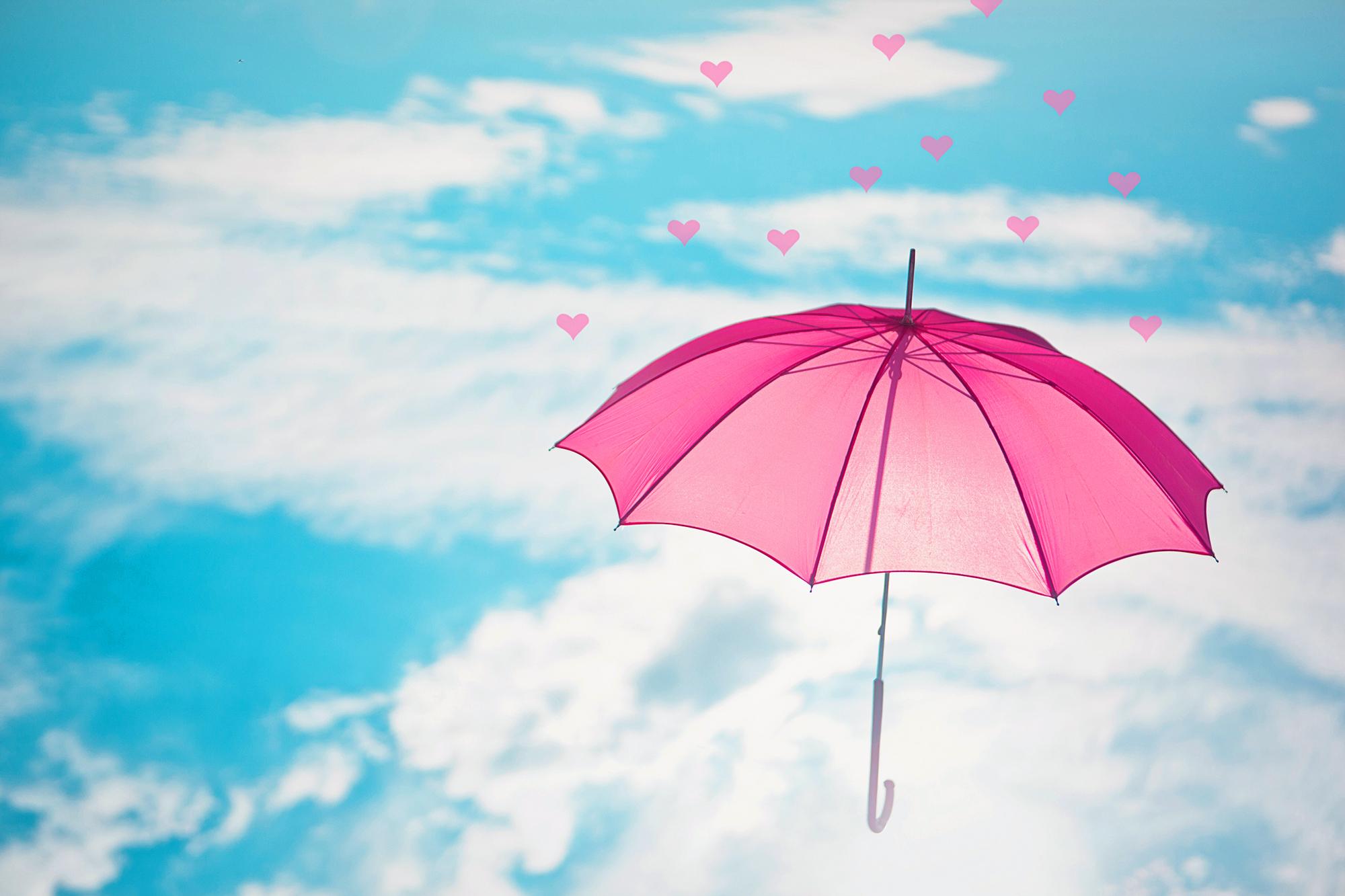 Artistic Umbrella Sky Blue Heart Pink 2000x1333