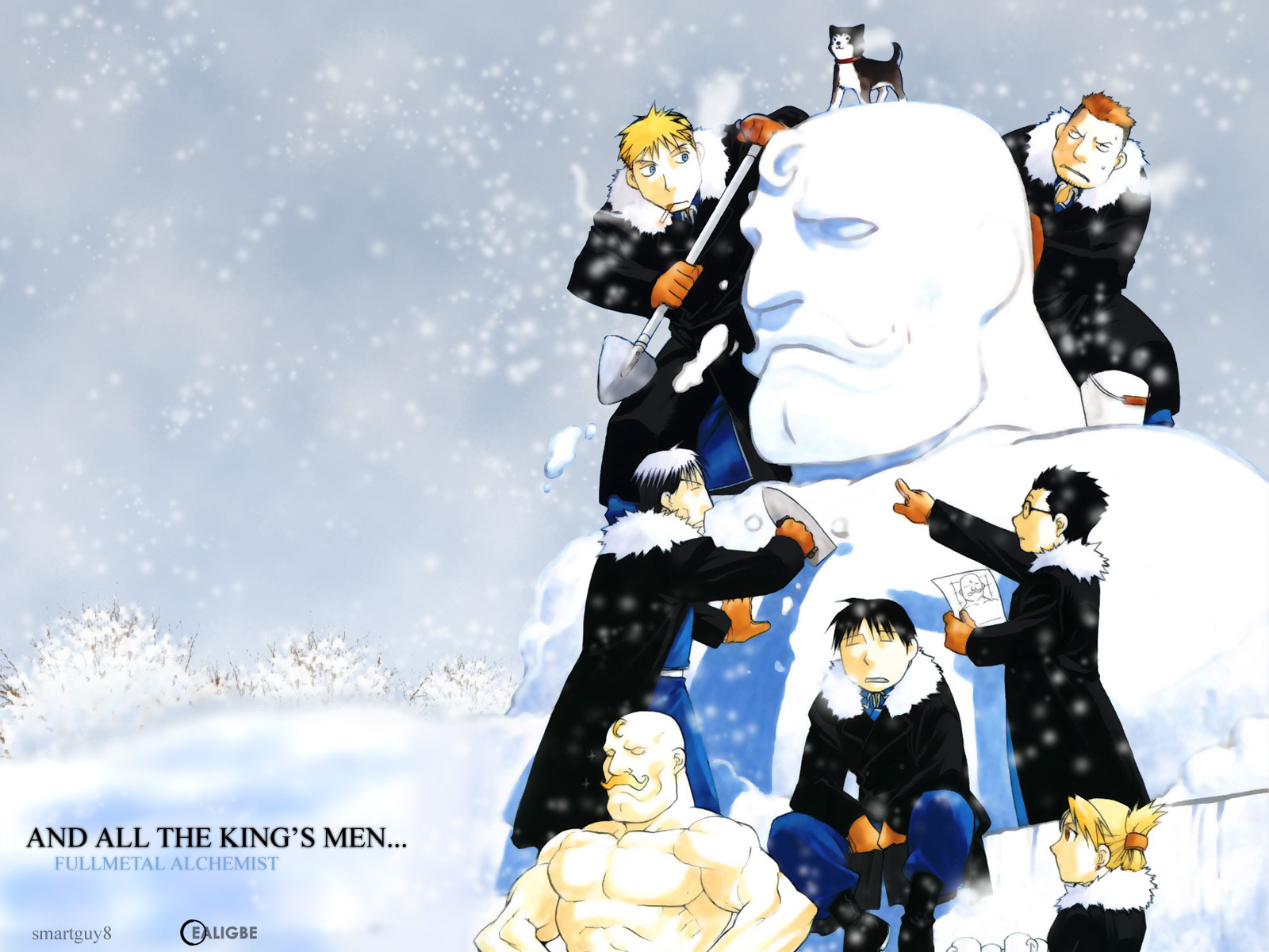 Alex Louis Armstrong Jean Havoc Kain Fuery Vato Falman Heymans Breda Roy Mustang Winter Sculpture Do 1600x1200