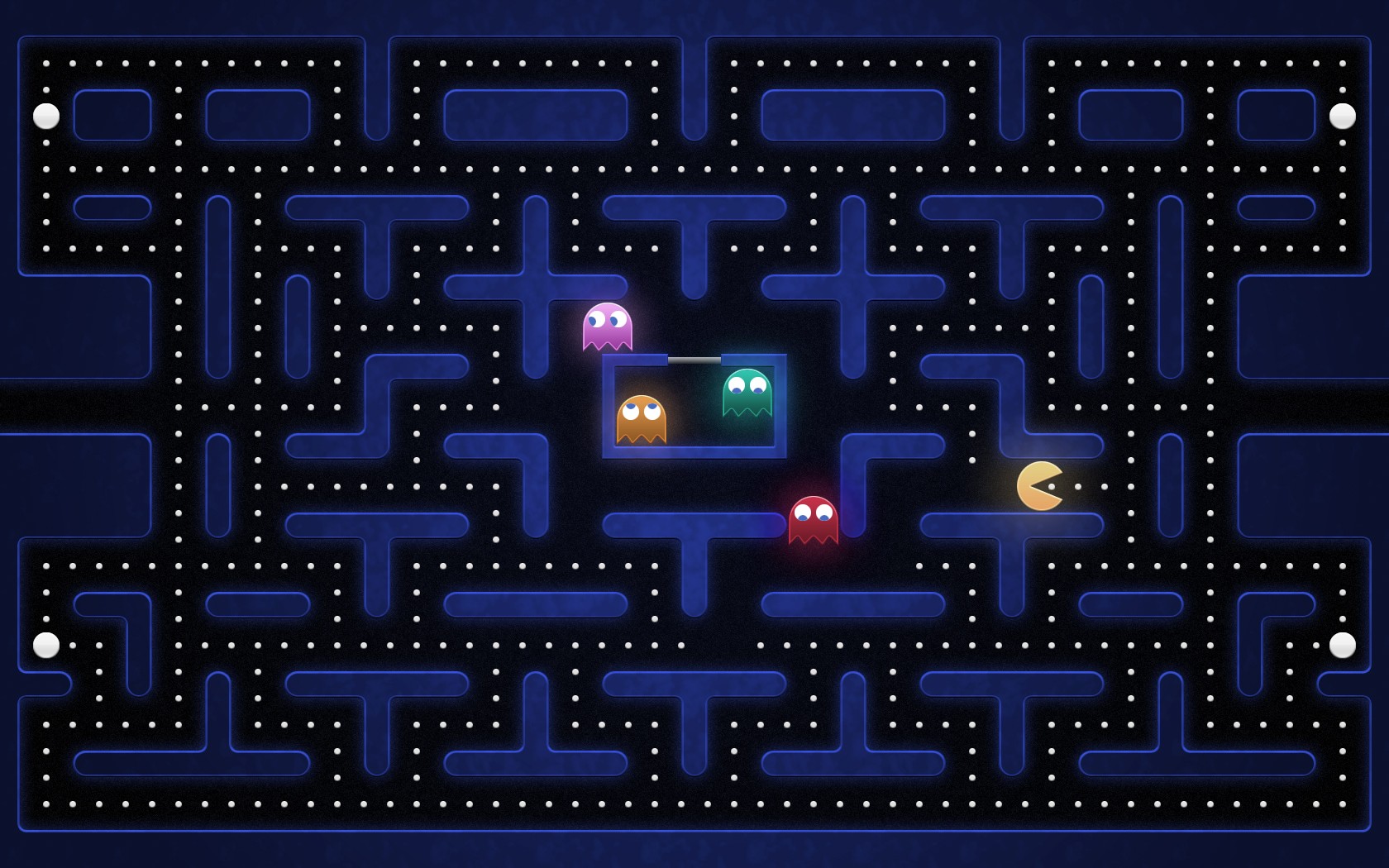 Pacman Retro Games Blue Digital Art 1680x1050