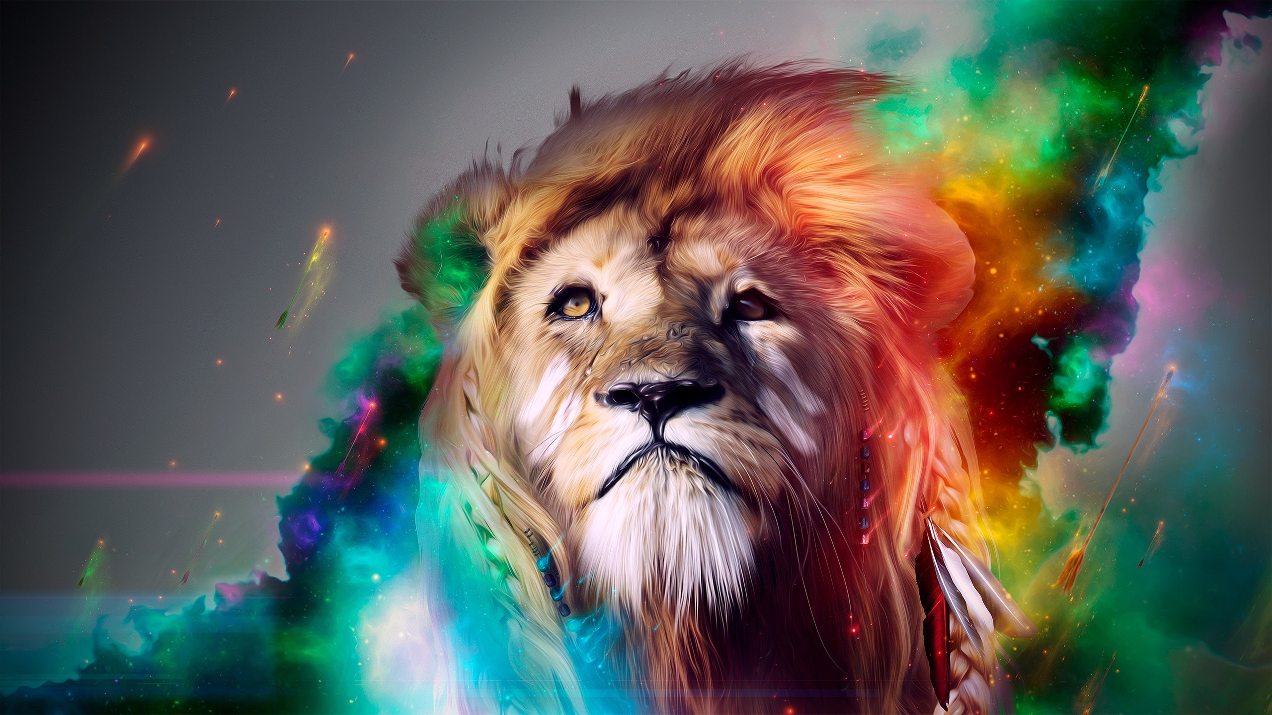 Artistic Lion Colorful 2560x1440