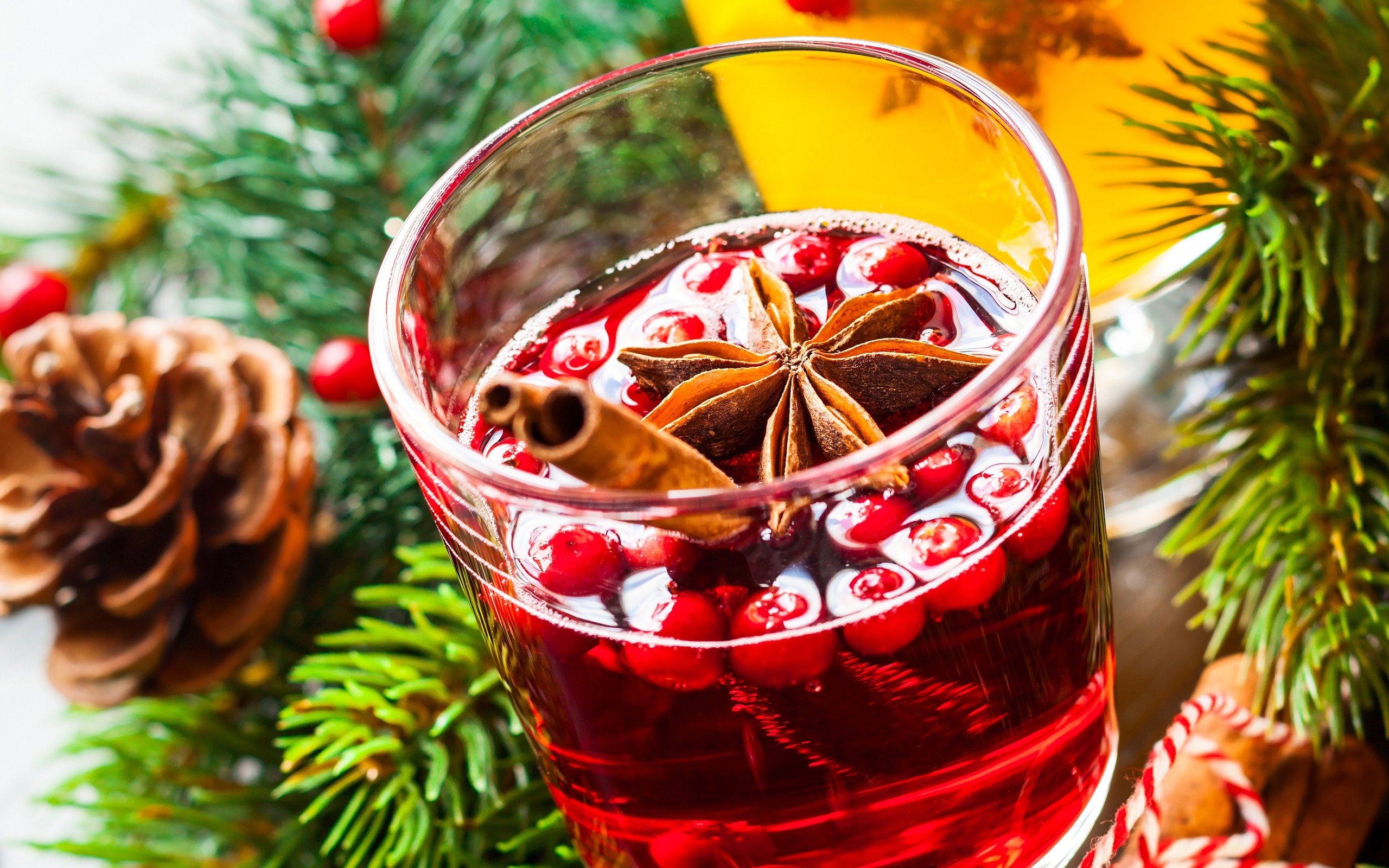 New Year Snow Drinking Glass Beverages Cinnamon Holiday 2560x1600