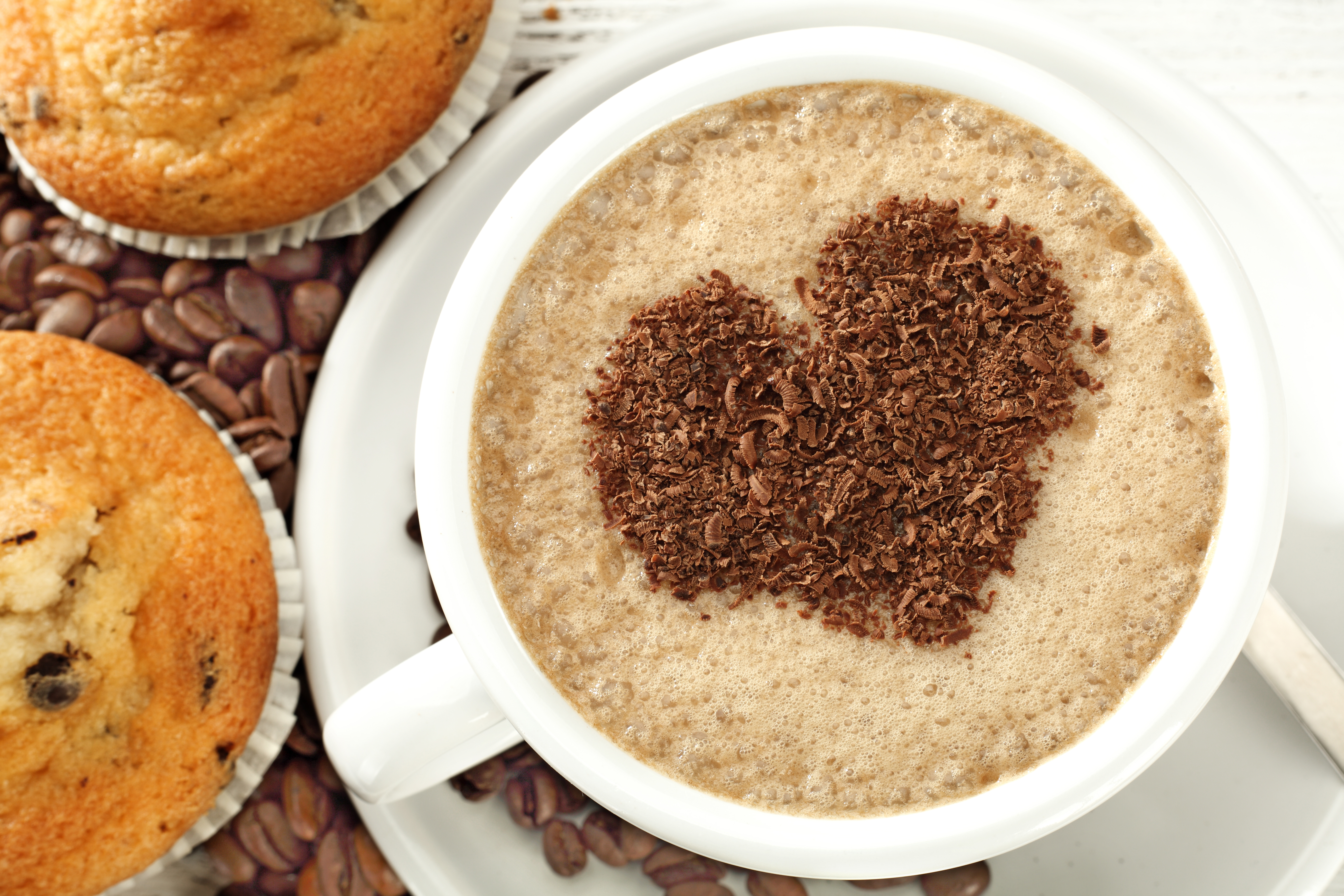 Coffee Coffee Beans Cup Heart Heart Shaped Muffin 5616x3744