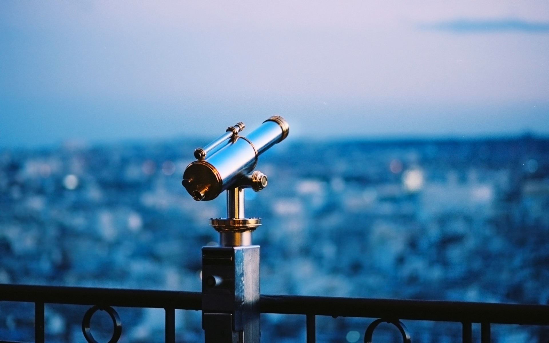 Telescope Binoculars City Depth Of Field Night Evening 1920x1200
