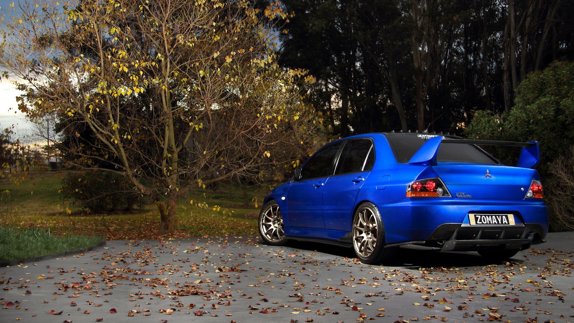 Car Mitsubishi Lancer Evo IX Mitsubishi Blue Cars Vehicle 1920x1080