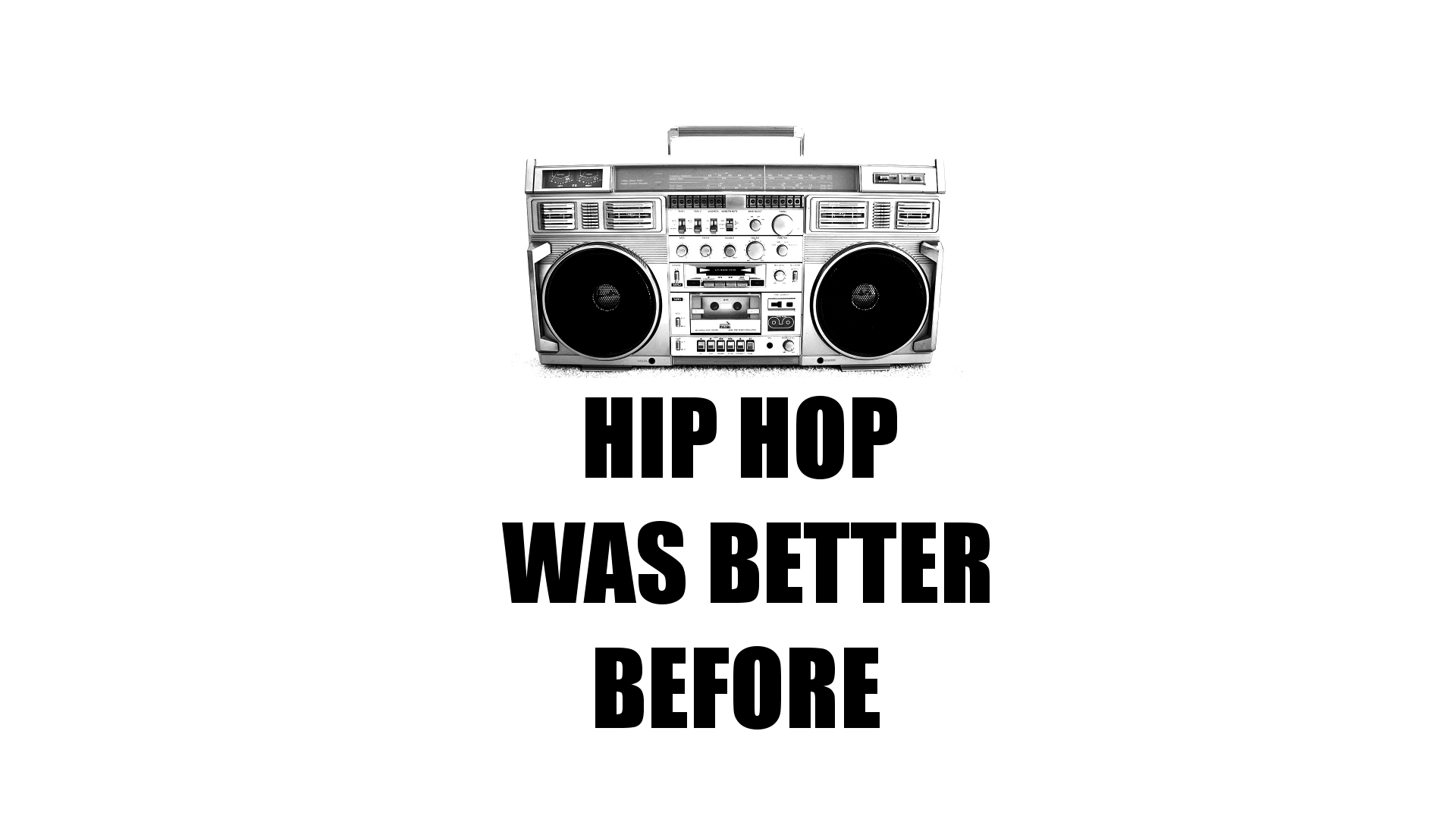 Hip Hop Music Monochrome Boombox White White Background Text 1920x1080