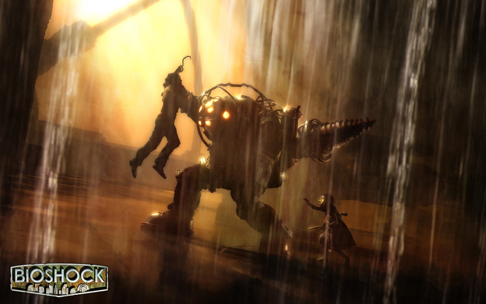 BioShock Video Games Mech Big Daddy Little Sister Yellow 1600x1000