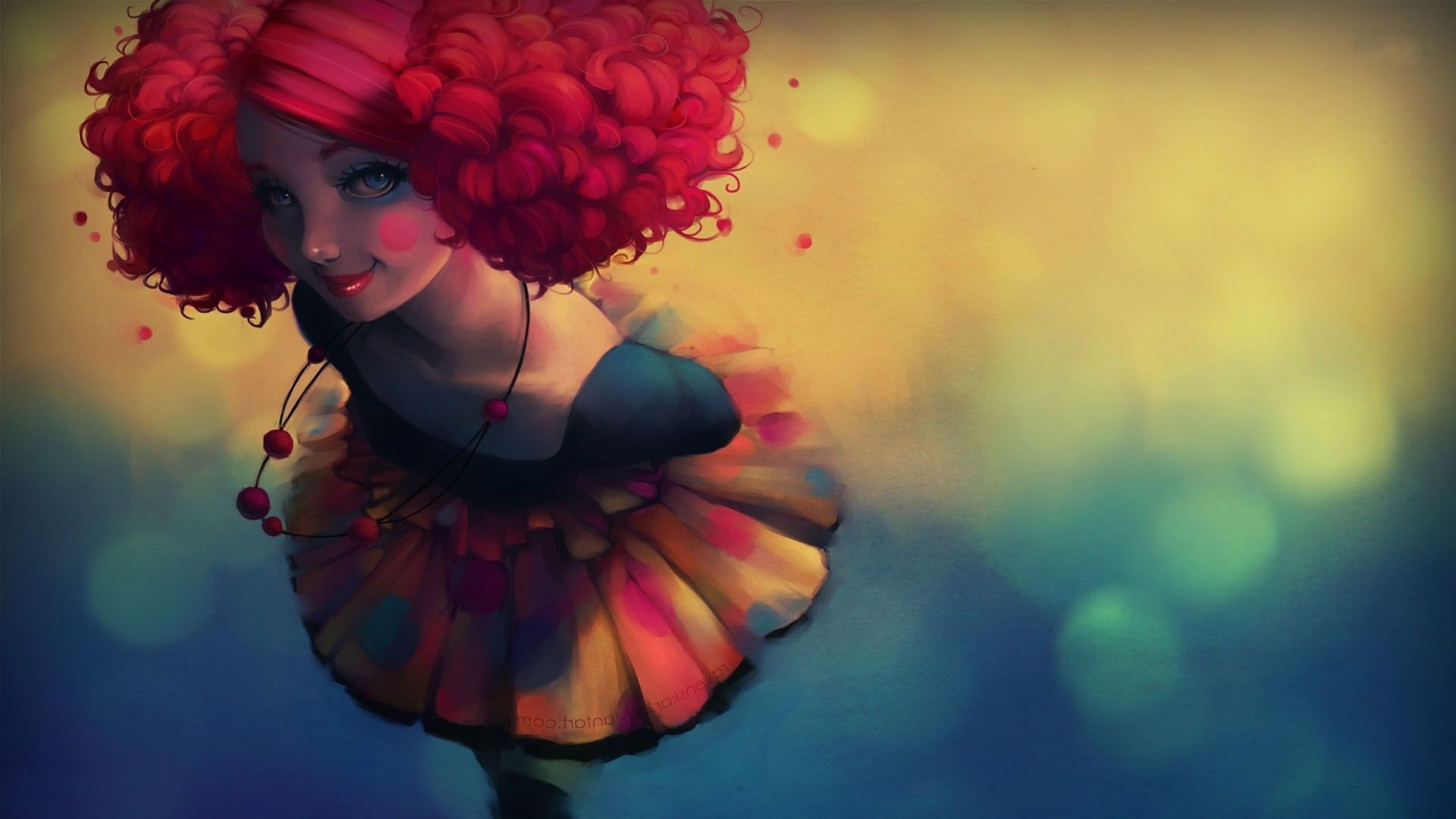 Artwork Fantasy Art Readhead Women Clowns 1920x1080