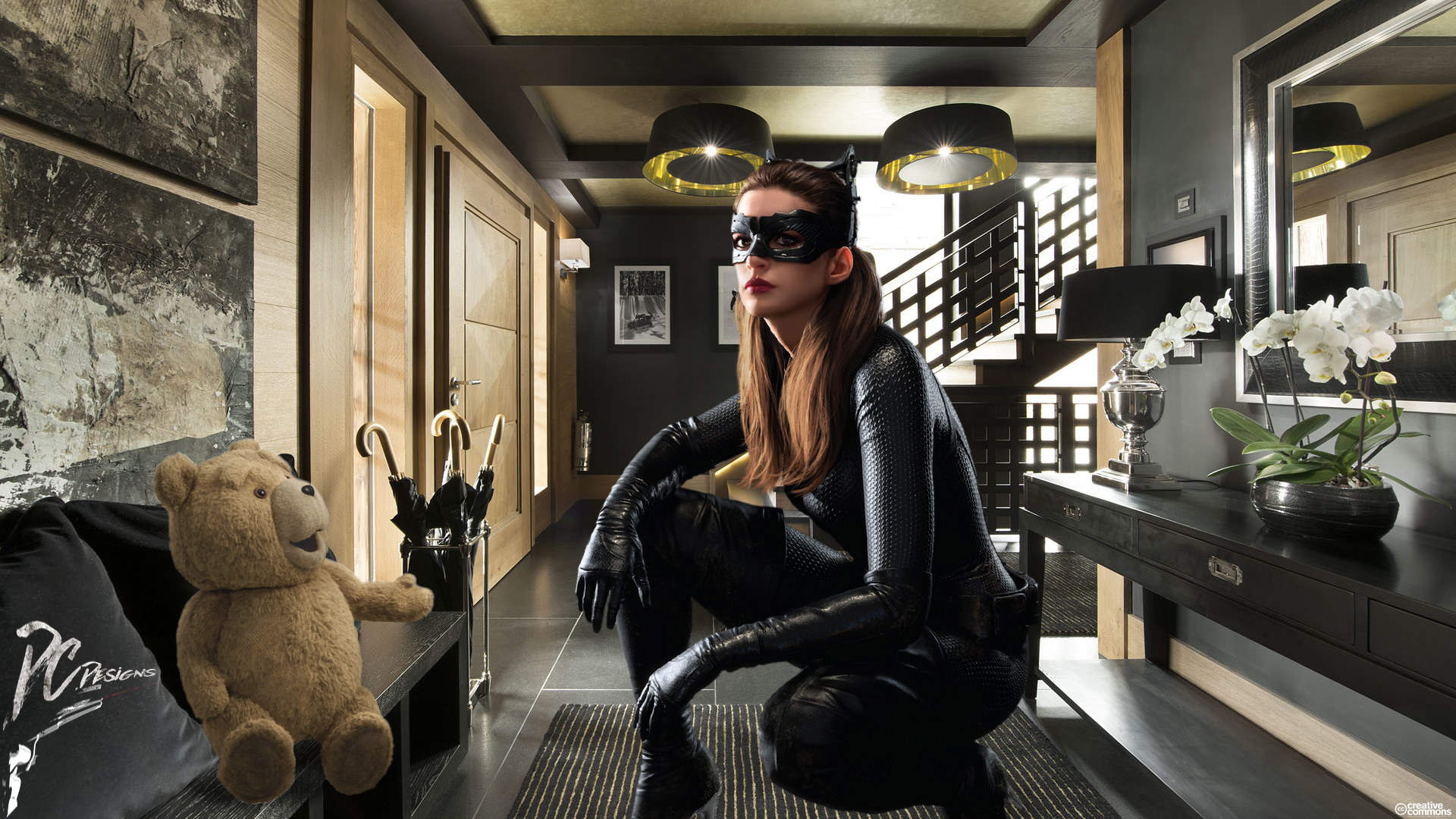 Catwoman Anne Hathaway The Dark Knight Rises Crossover Fan Art Digital Art Manipulation Ted Movie Ch 1920x1080