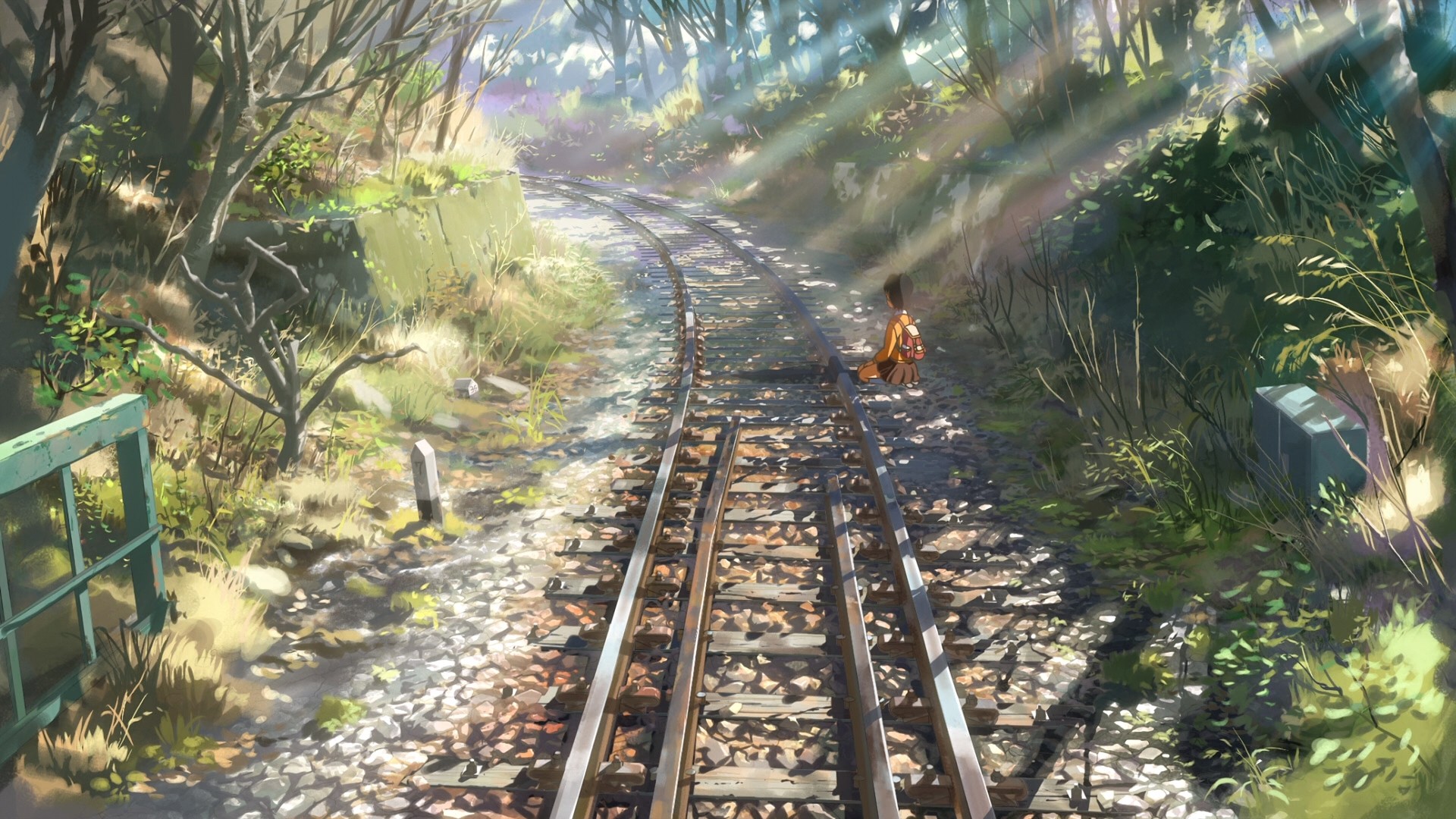 Hoshi Wo Ou Kodomo Railroad Track Anime Girls Anime Outdoors Railway 1920x1080