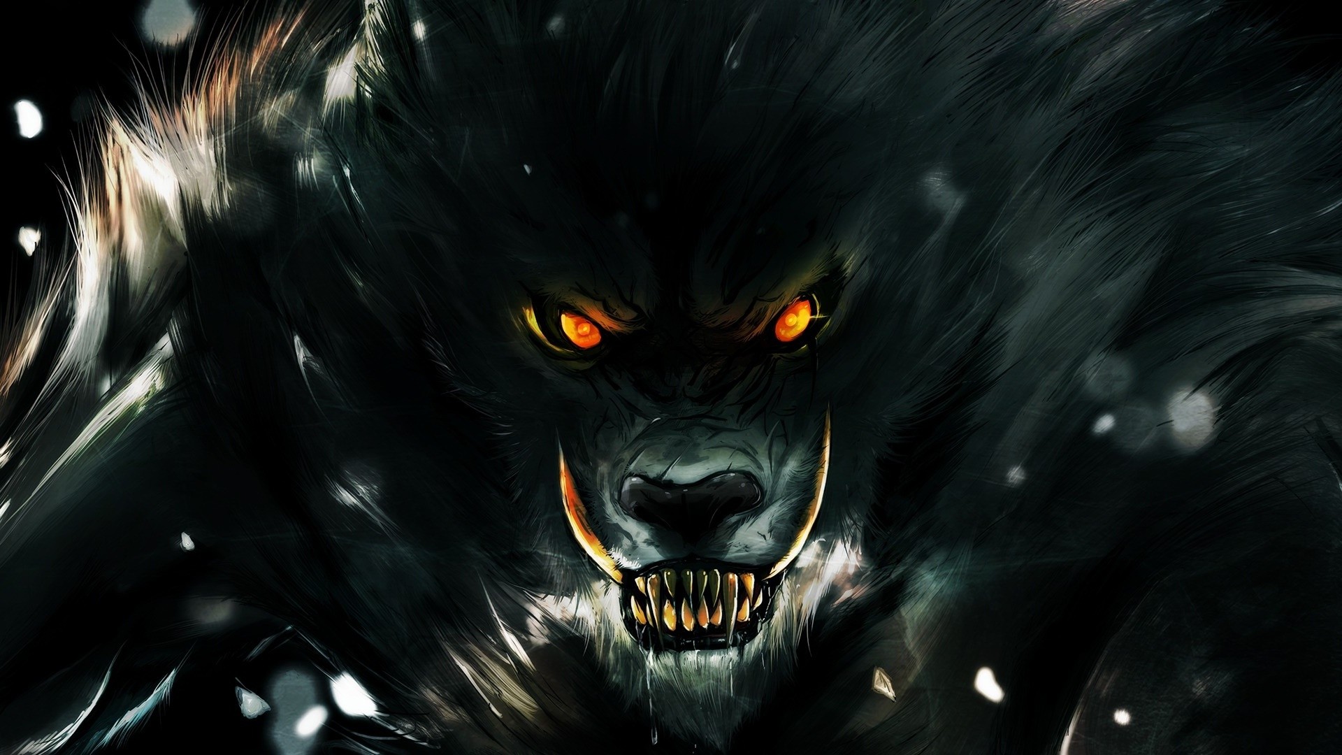 Digital Art Fantasy Art Animals Werewolves Fangs Creature Orange Eyes Worgen Artwork Video Games 1920x1080